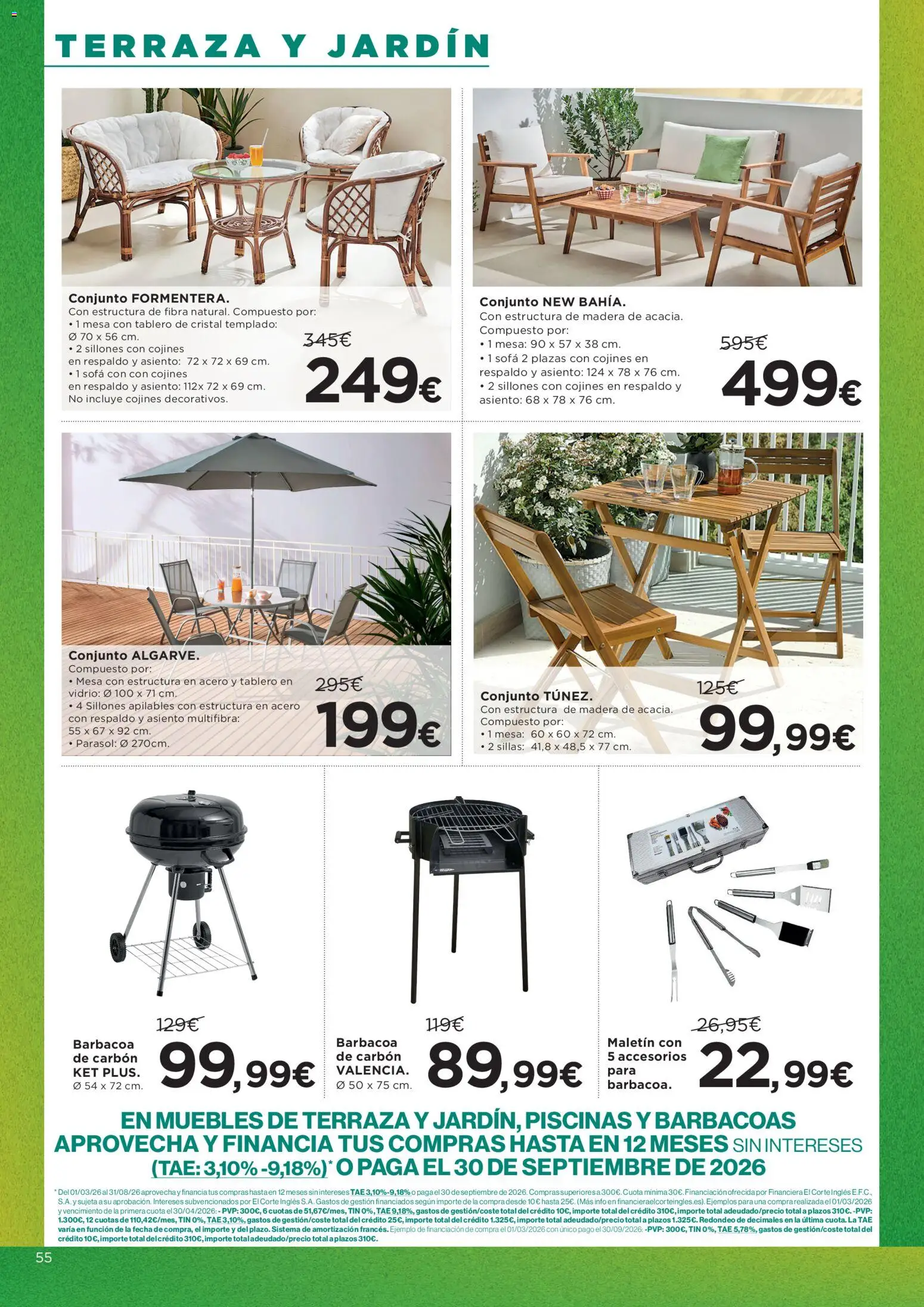 Hipercor catálogo │ válido desde el 09.04.2026 | Página: 55 | Productos: Muebles, Barbacoa, Sofá, Mesa