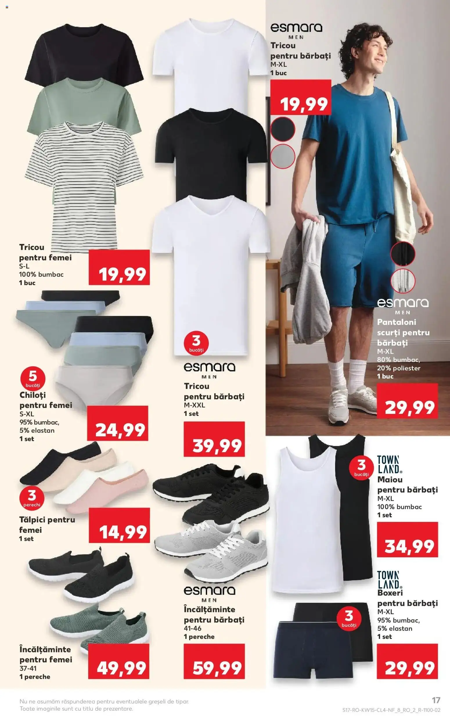 Noul catalog Kaufland – valabil de la 08.04.2026 | Pagină: 17 | Produse: Bornoz takımı, Tricou, Maiou, Pantaloni scurți