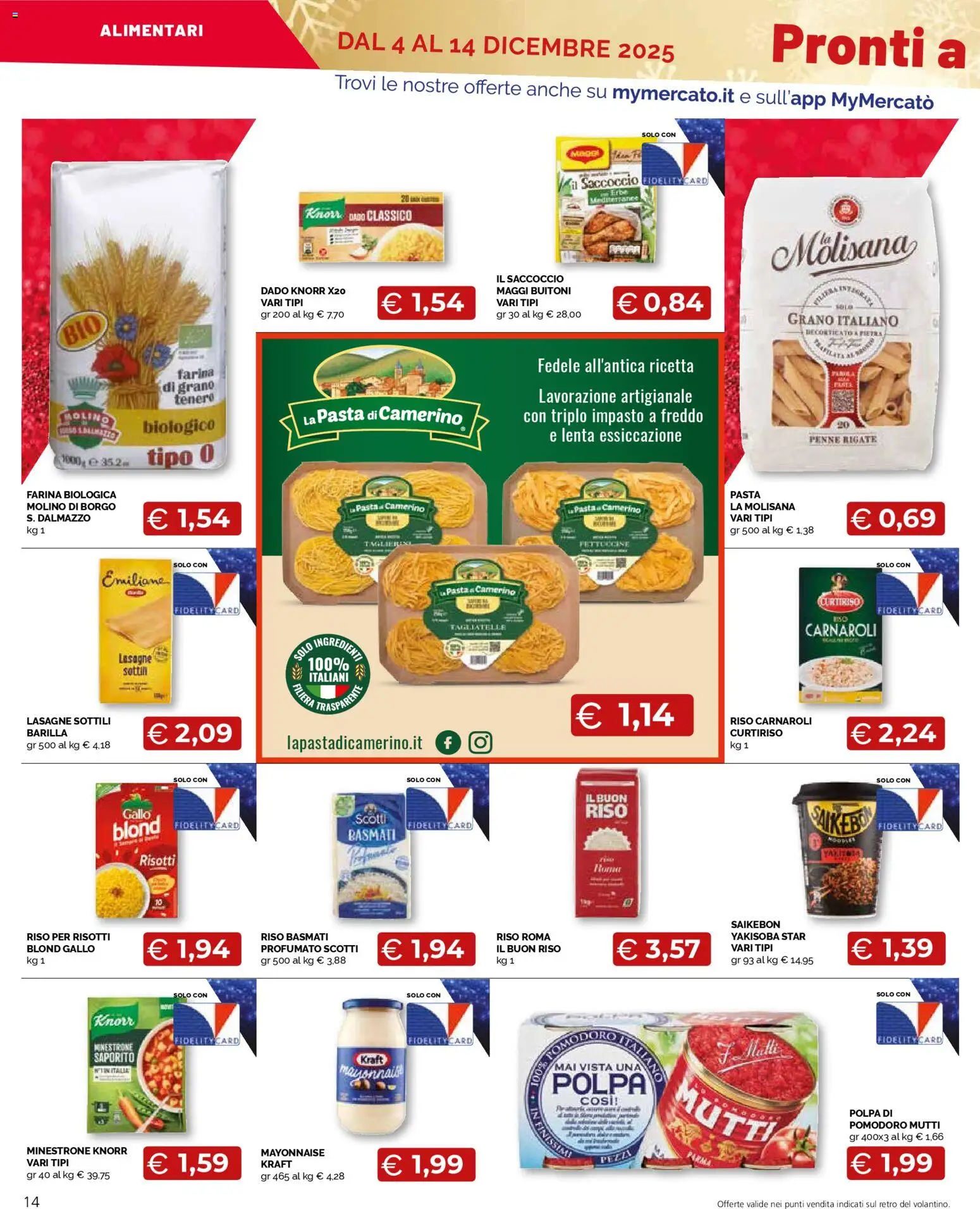 Volantino Mercatò del 04.12.2025 | Pagina: 14 | Prodotti: Minestrone, Farina, Pasta, Mutti