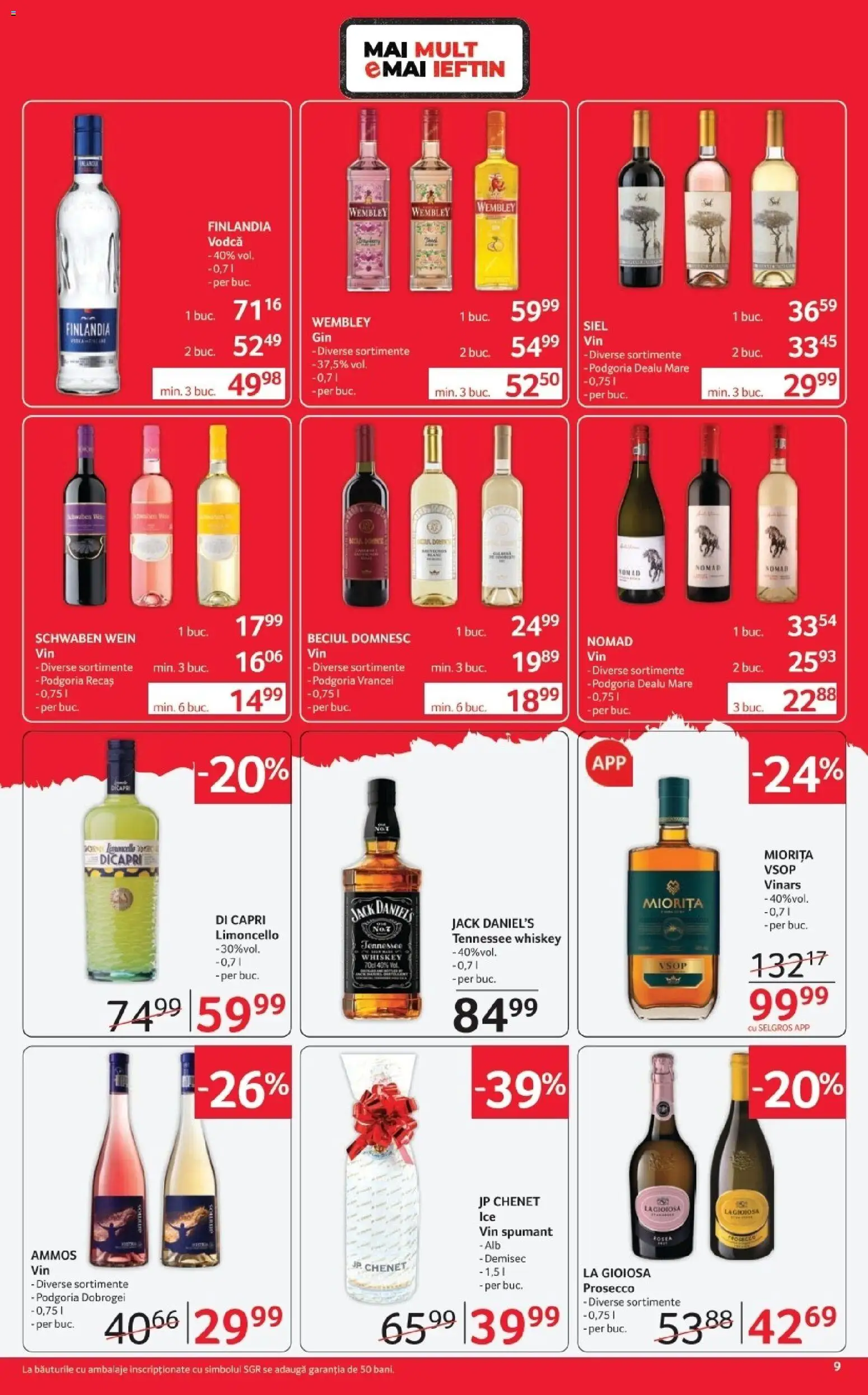 Noul catalog Selgros – valabil de la 03.04.2026 | Pagină: 9 | Produse: Su ısıtıcı, Prosecco, Vin, Whiskey
