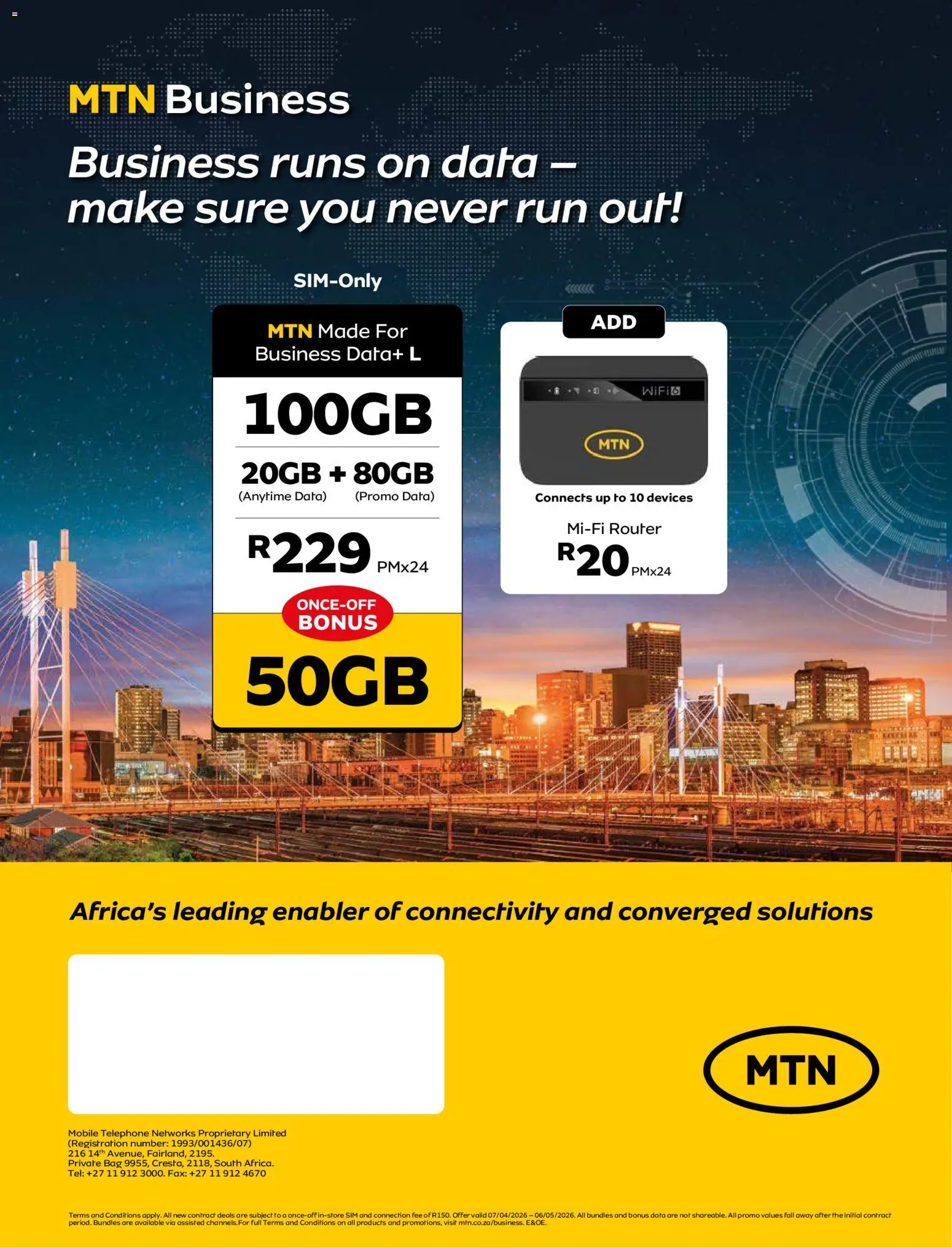 New MTN catalogue – valid from 07.04.2026 | Page: 12 | Products: Data, Router, Bag