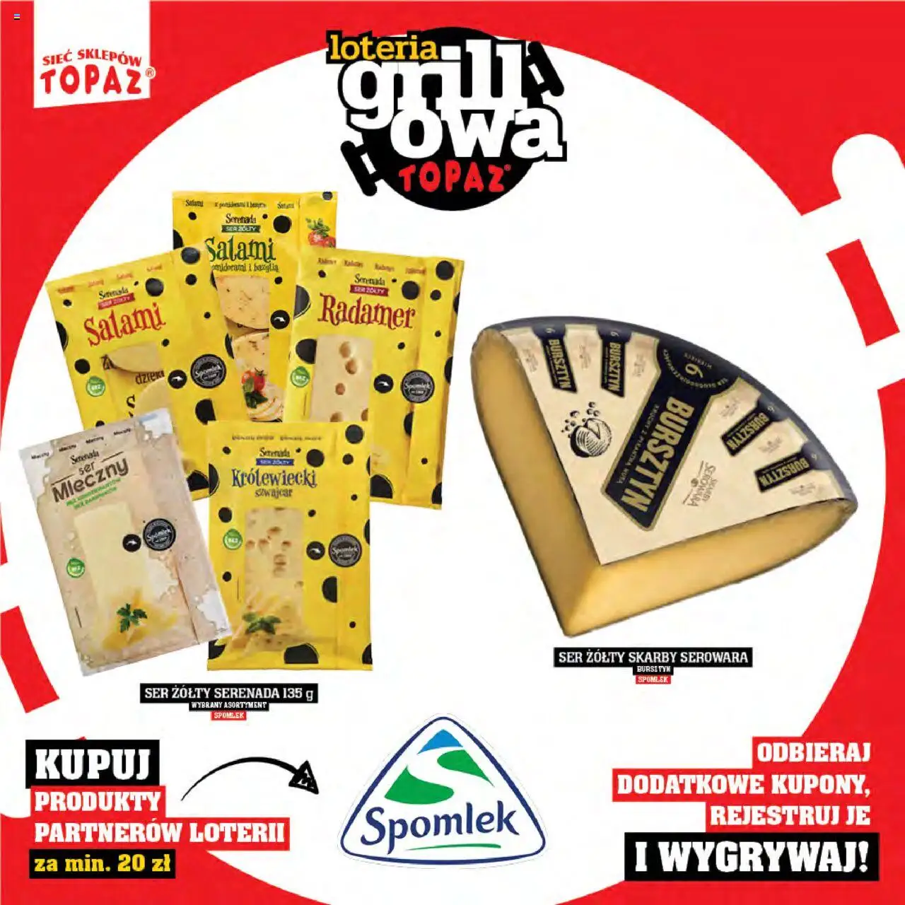 Topaz Gazetka - Katalog produktów Loteria Grillowa od 25.04.2025 | Strona: 12 | Produkty: Ser żółty, Bazylia, Ser, Salami