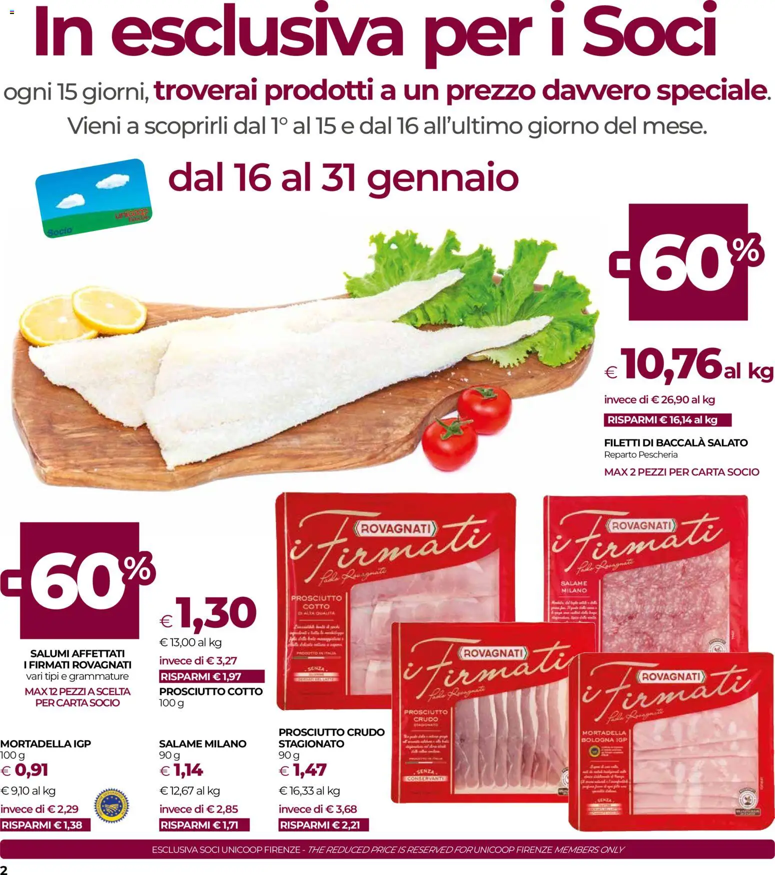 Volantino COOP del 15.01.2026 | Pagina: 2 | Prodotti: Prosciutto Crudo, Prosciutto Cotto, Salame, The
