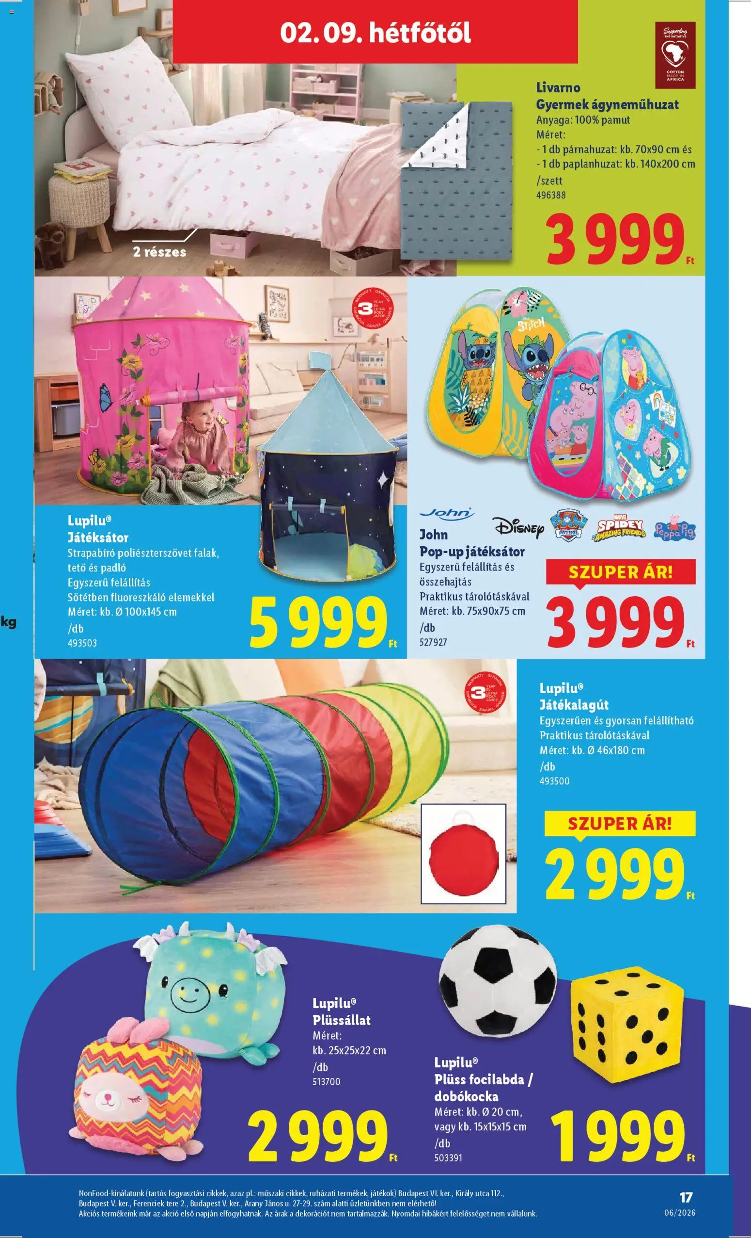 Lidl akciós ujság - amely érvényes a következő dátumtól: 05.02.2026 | Oldal: 17 | Termékek: Párnahuzat, Játékok, Plüss, Ágyneműhuzat