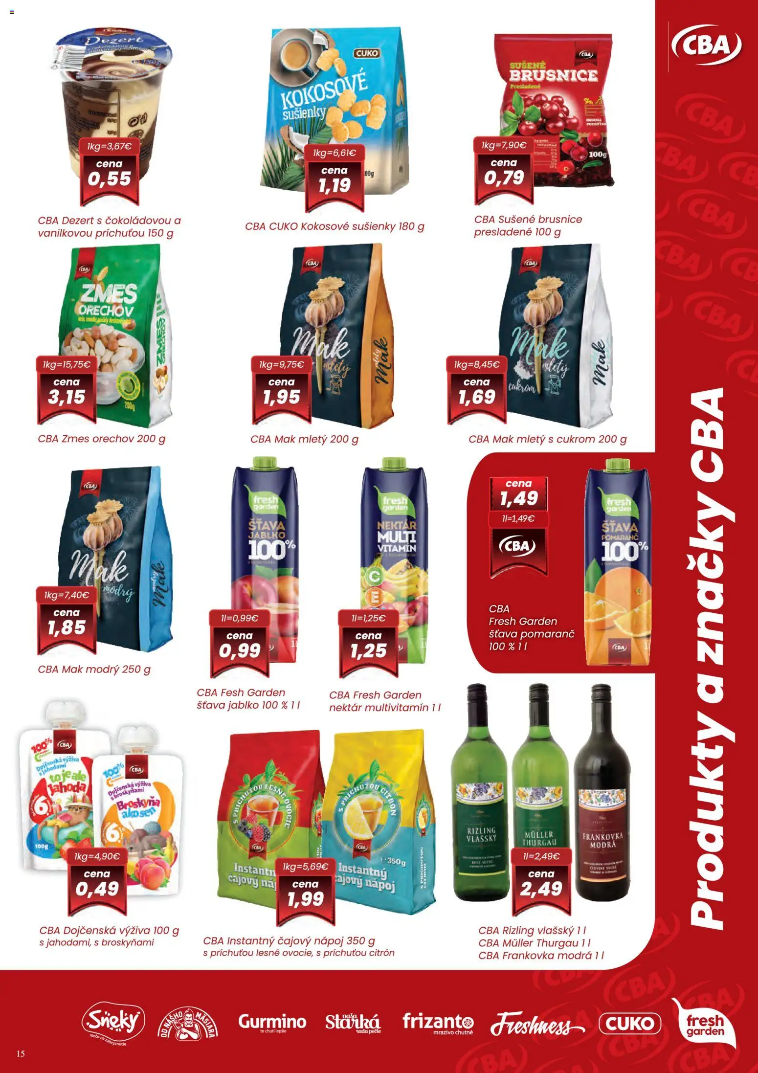 Nové CBA Verex akcie – leták je platný od 15.12.2025 | Strana: 15 | Produkty: Mak, Ovocie