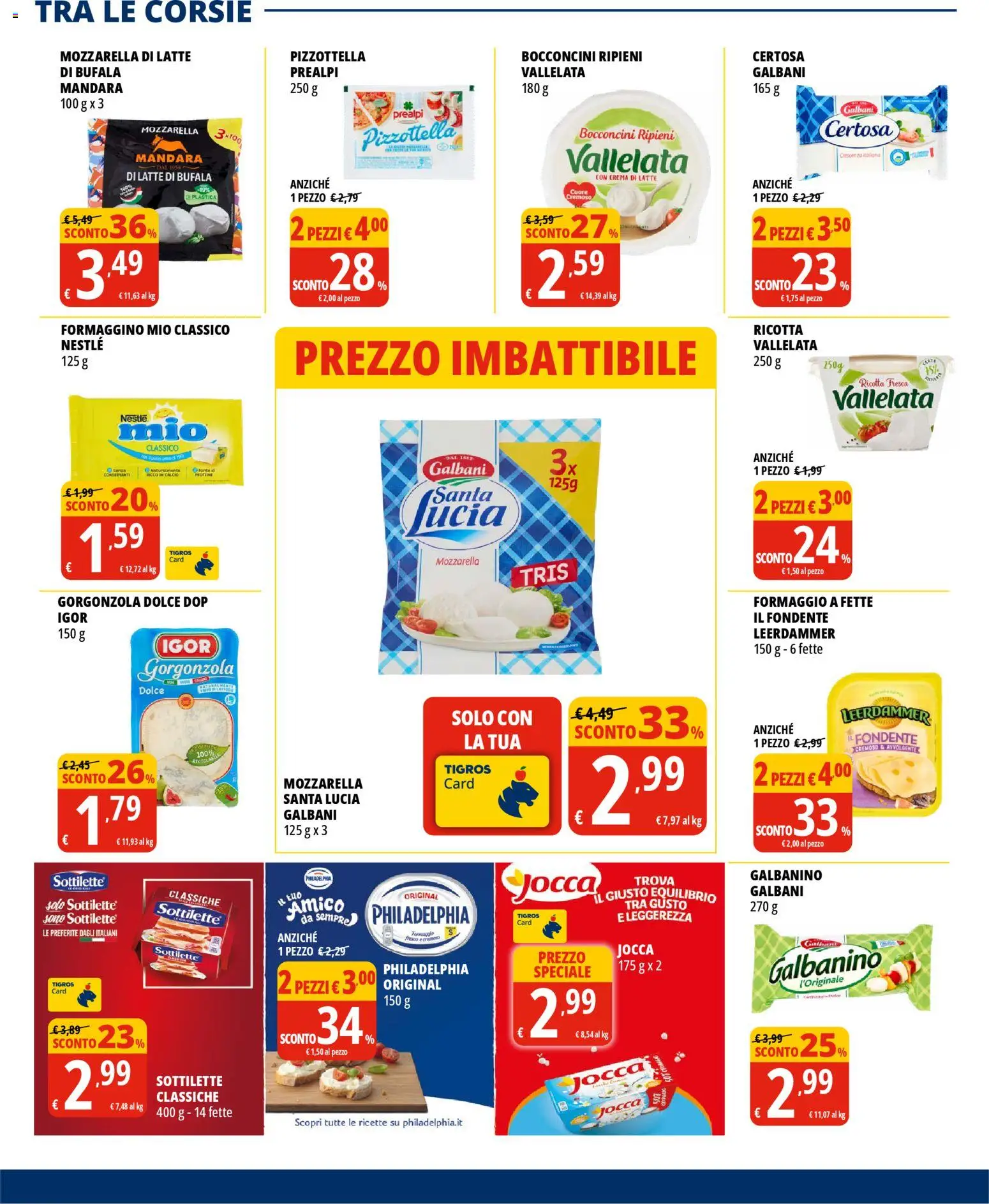 Volantino Tigros del 14.01.2026 | Pagina: 9 | Prodotti: Crema, Mozzarella, Formaggio, Ricotta