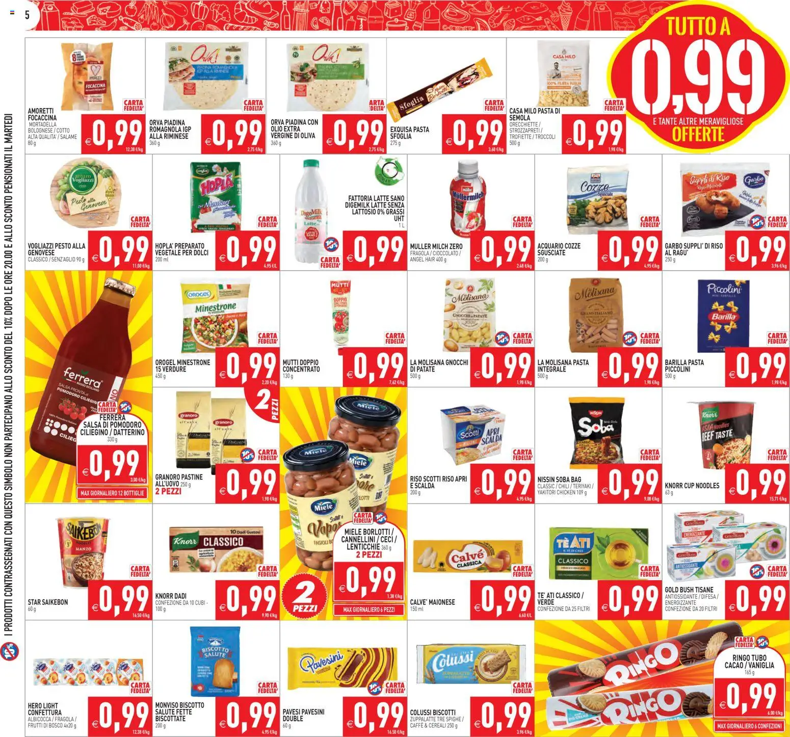 Volantino PIM Supermercati del 16.01.2026 | Pagina: 5 | Prodotti: Tè, Tubo, Pasta, Pesto