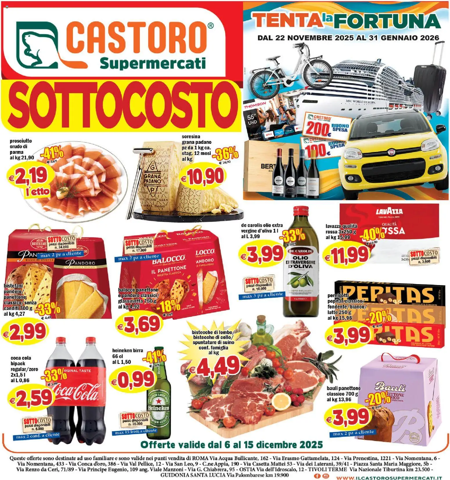 Volantino Il Castoro del 06.12.2025 | Pagina: 1 | Prodotti: Nocciole, Grana Padano, Olio extra vergine, Coca Cola