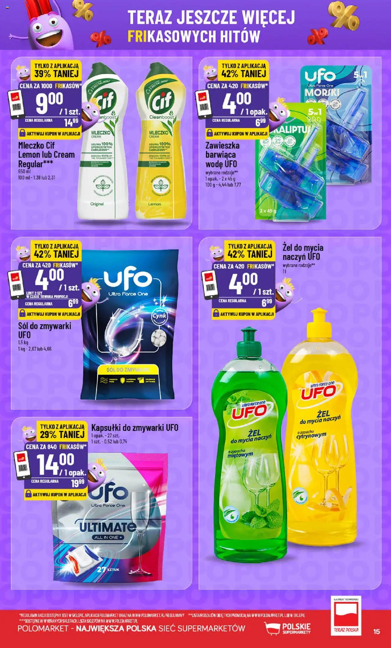 POLOmarket Gazetka - Frikasowe hity od 09.07.2025 | Strona: 15 | Produkty: Sól do zmywarki, Kapsułki do zmywarki, Sól