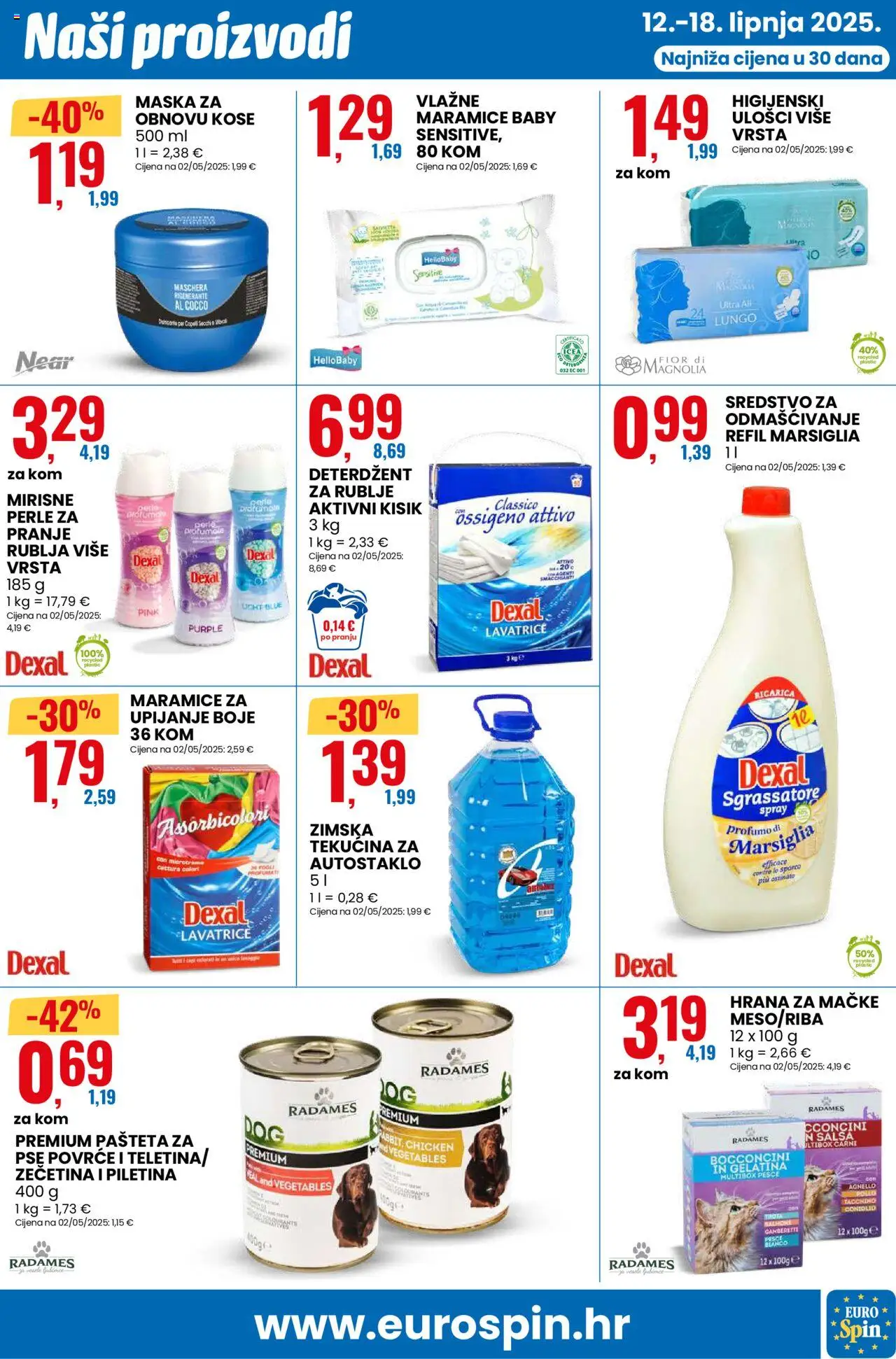 Eurospin katalog | vrijedi od 12.06.2025 | Stranica: 7 | Proizvodi: Vlažne maramice, Meso, Deterdžent, Povrće