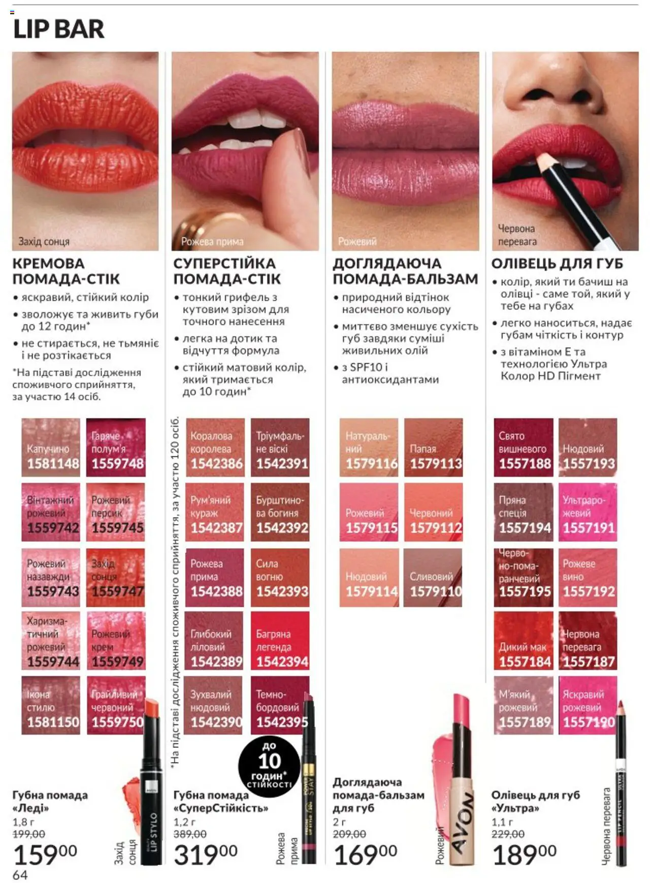 AVON Kаталог - дійснийкції з 01.08.2025 | Сторінка: 64 | Товари: Персик, Помада, Крем, Мак