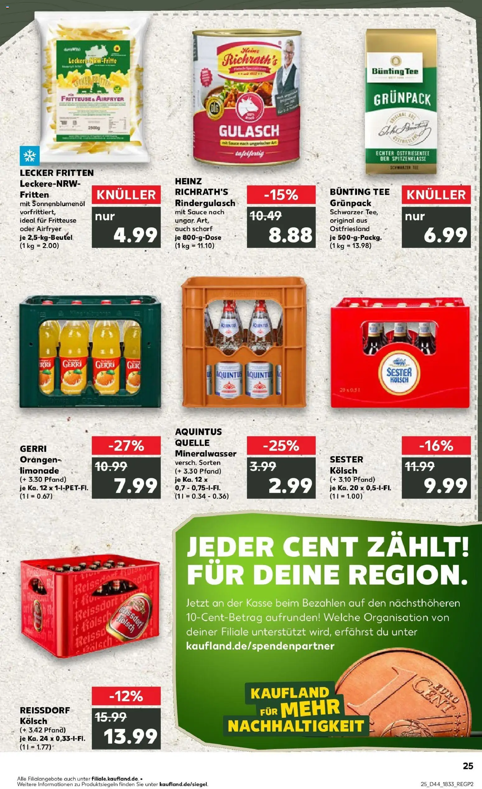 Kaufland prospekt Bergheim	 – gültig ab 30.10.2025 | Seite: 25 | Produkte: Sonnenblumenol, Mineralwasser, Gulasch, Fritteuse