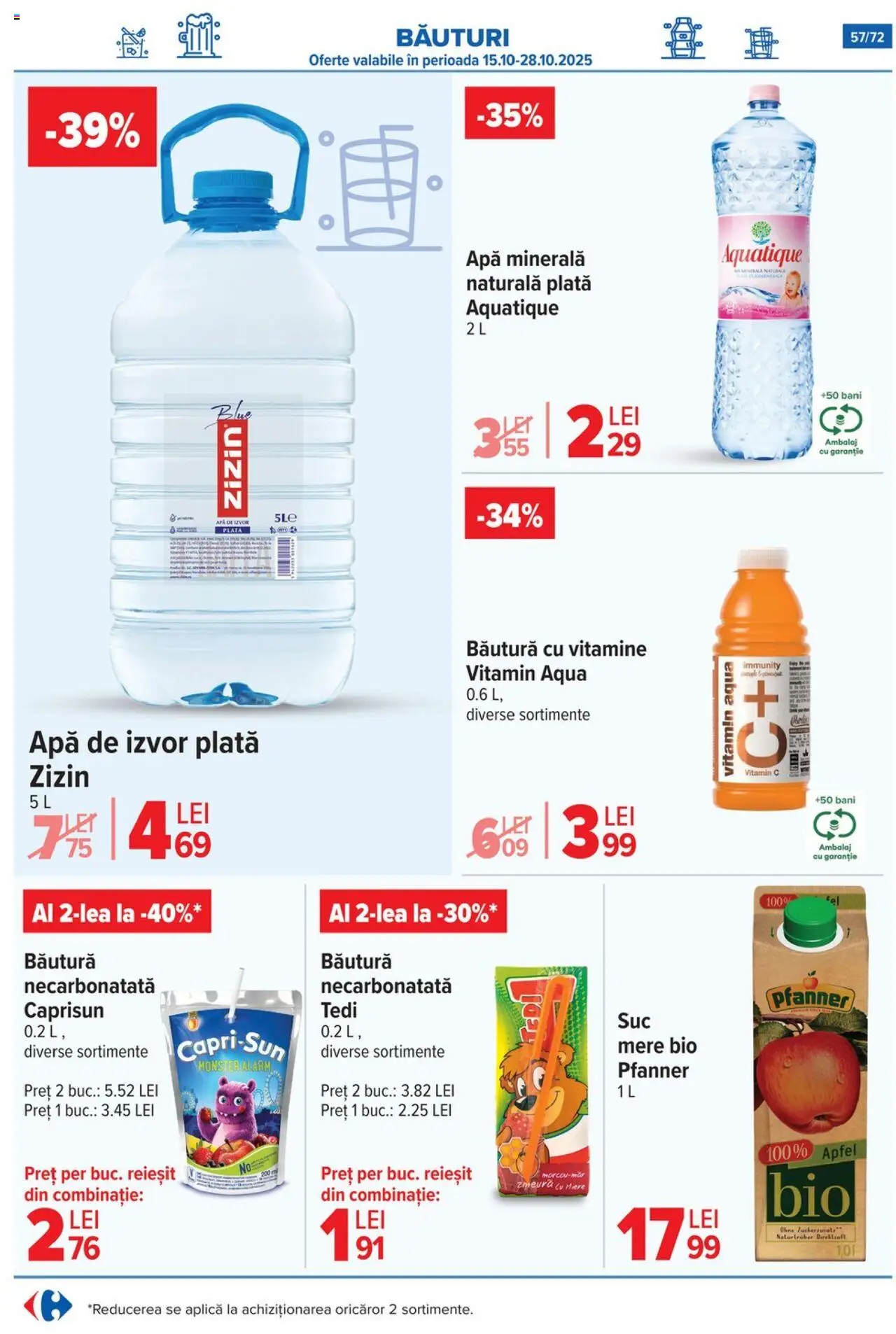 Noul catalog Carrefour – valabil de la 15.10.2025 | Pagină: 59 | Produse: Şerit ödül, Zmeură, Yazı tahtası kalemi, Apă