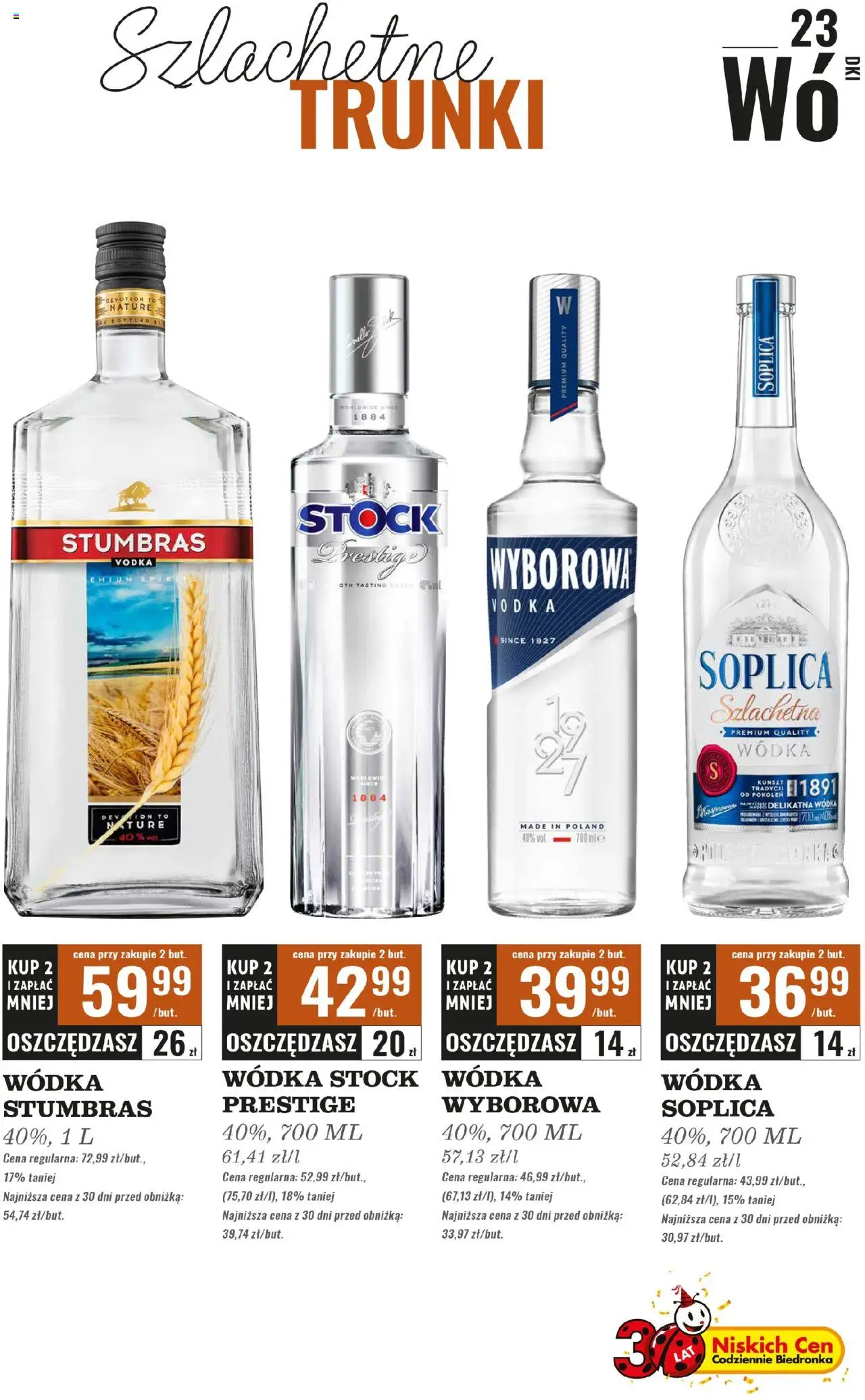 Biedronka gazetka - Czas na toast od 22.09.2025 | Strona: 23 | Produkty: Wódka Stock, Wódka Stumbras, Vodka, Wódka