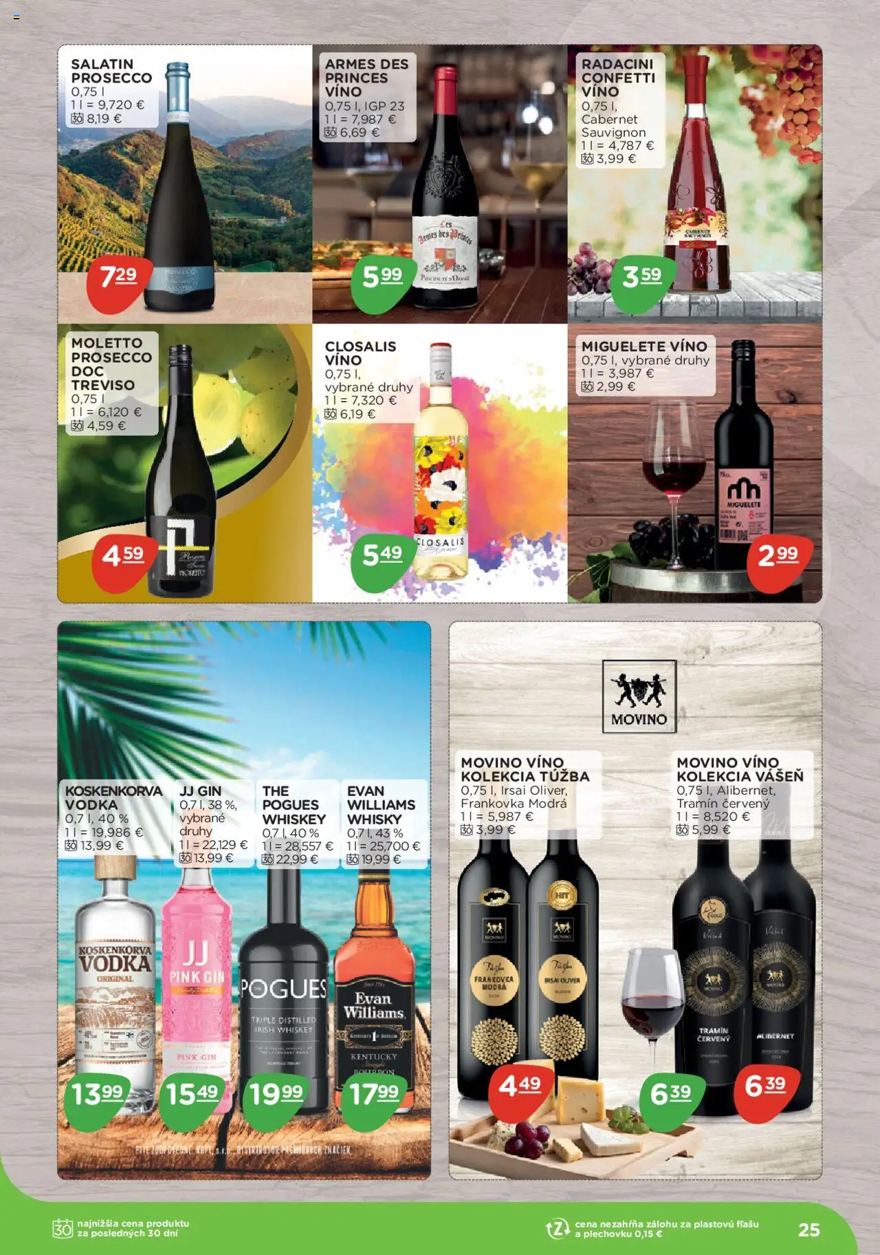 Nové Terno akcie – leták je platný od 08.09.2025 | Strana: 25 | Produkty: Víno, Prosecco, Gin, Whisky