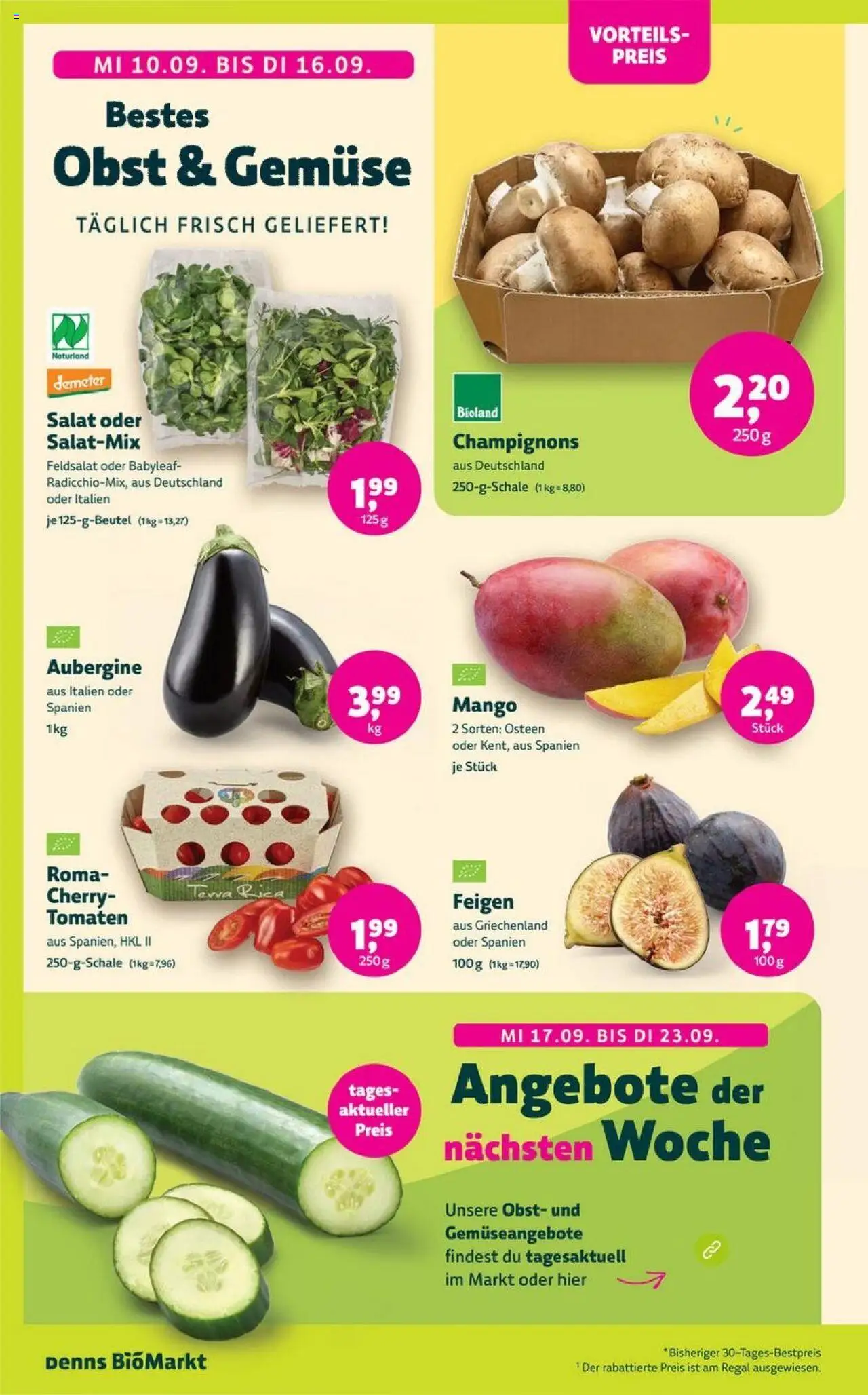 Denns BioMarkt Angebote – gültig ab 10.09.2025 | Seite: 2 | Produkte: Gemüse, Obst, Aubergine, Salat