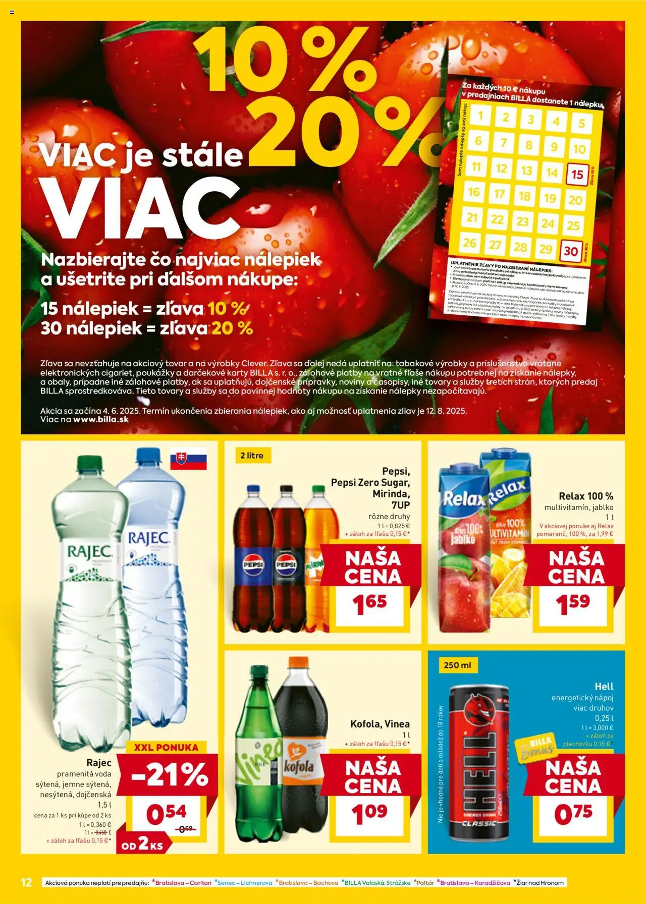 Billa leták │ platný od 18.06.2025 | Strana: 12 | Produkty: Apple, Cola, Energetický nápoj, Vinea