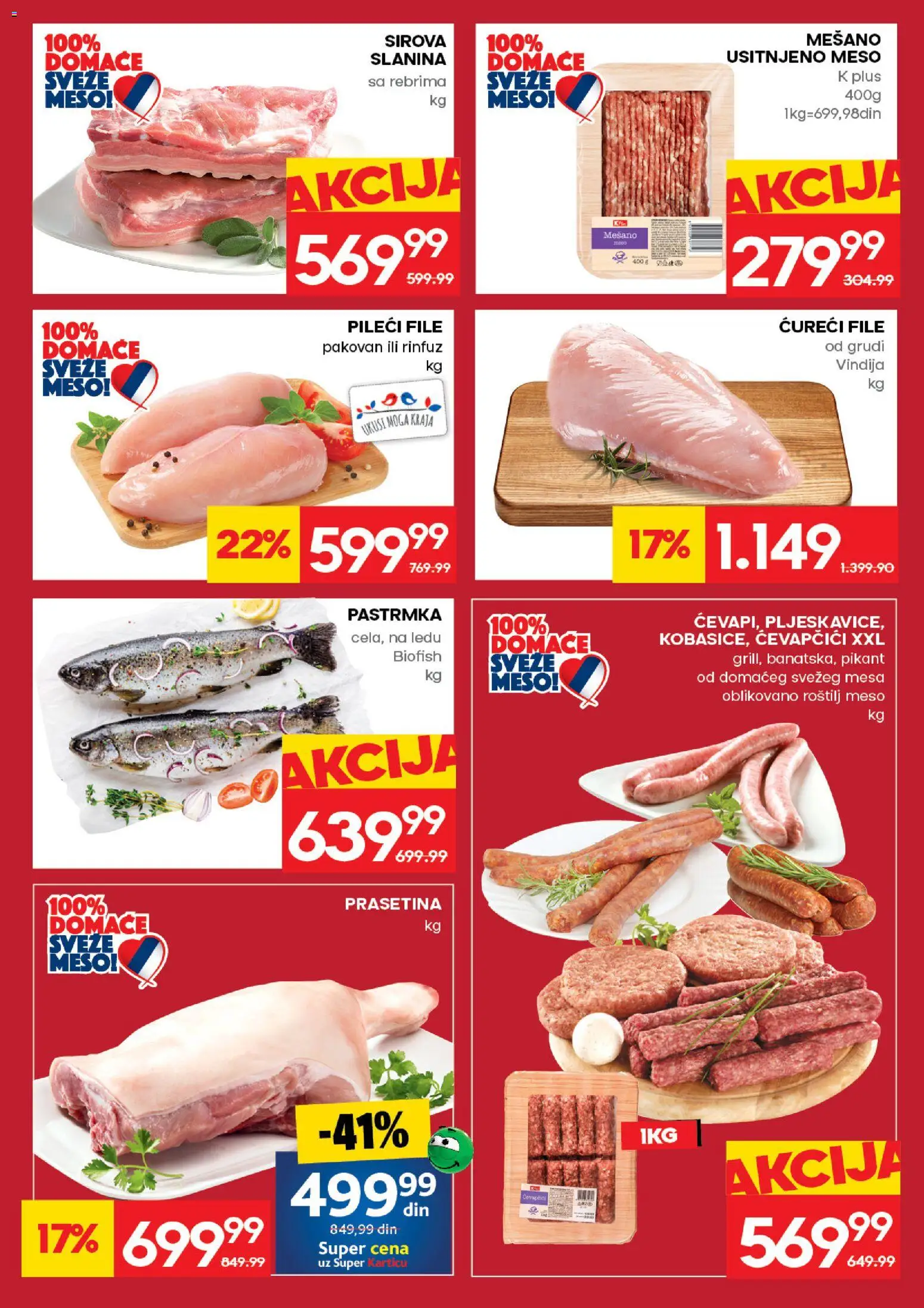 Idea katalog - važi od 09.04.2026 | Strana: 7 | Proizvode: Pastrmka, Pileći file, Ćureći file, Roštilj meso