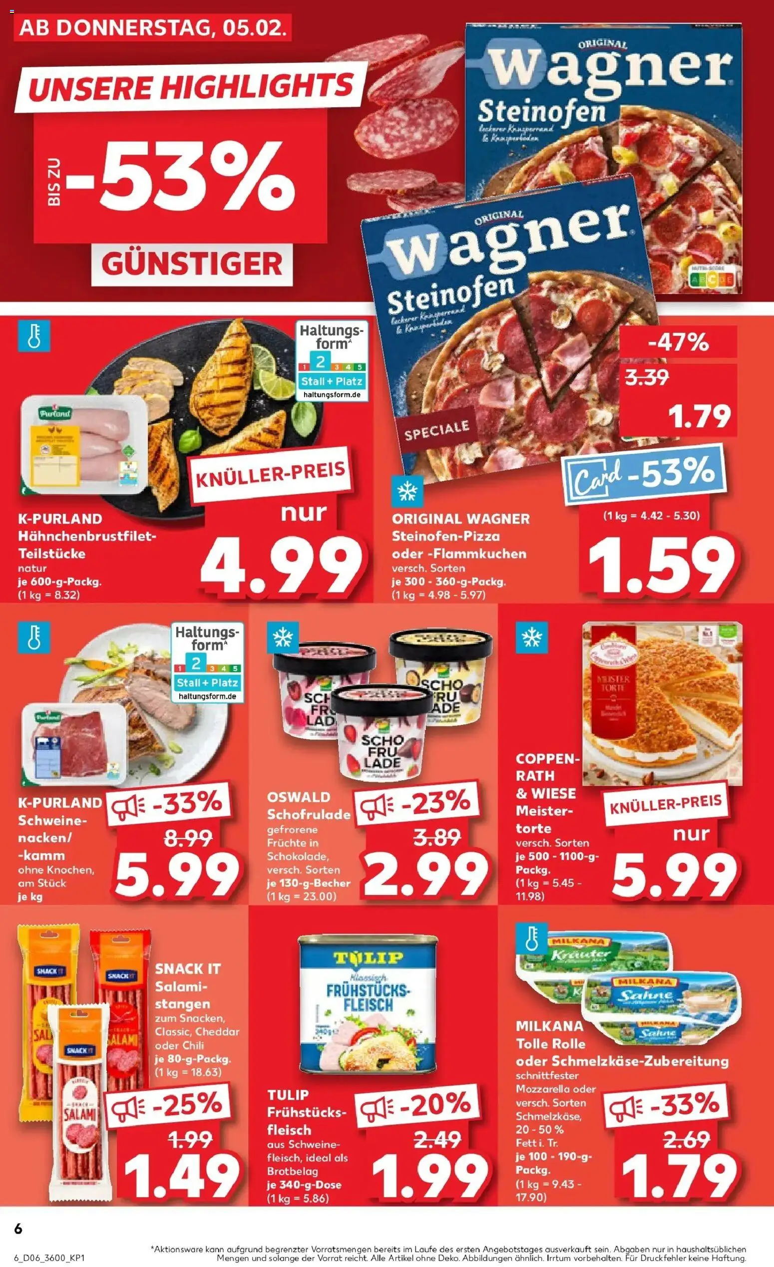 Kaufland prospekt Meiningen	 – gültig ab 05.02.2026 | Seite: 6 | Produkte: Milkana, Mozzarella, Chili, Fleisch