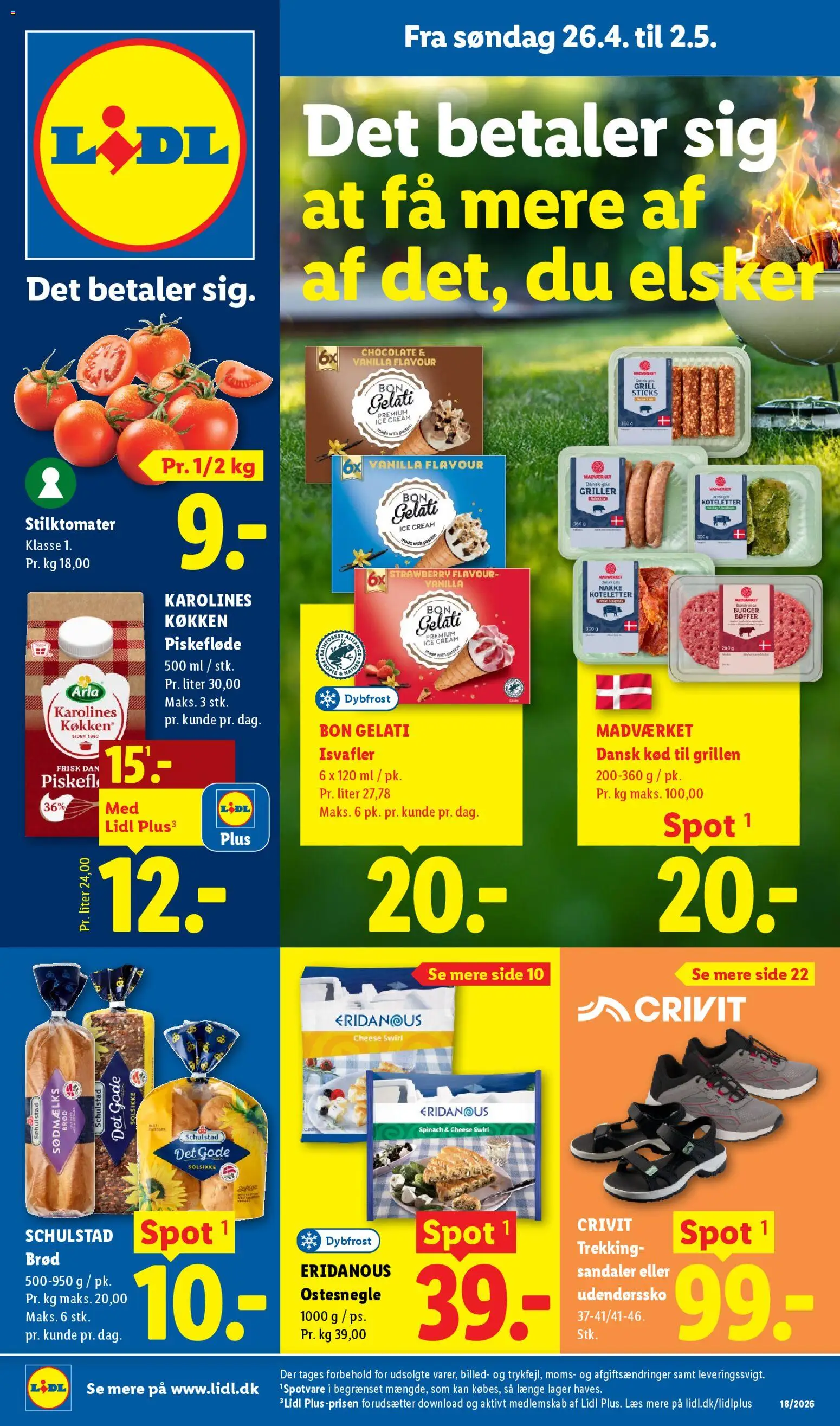 Lidl tilbudsavis – gyldig fra 26.04.2026 | Side: 1 | Produkter: Brød, Bøffer, Koteletter, Grill