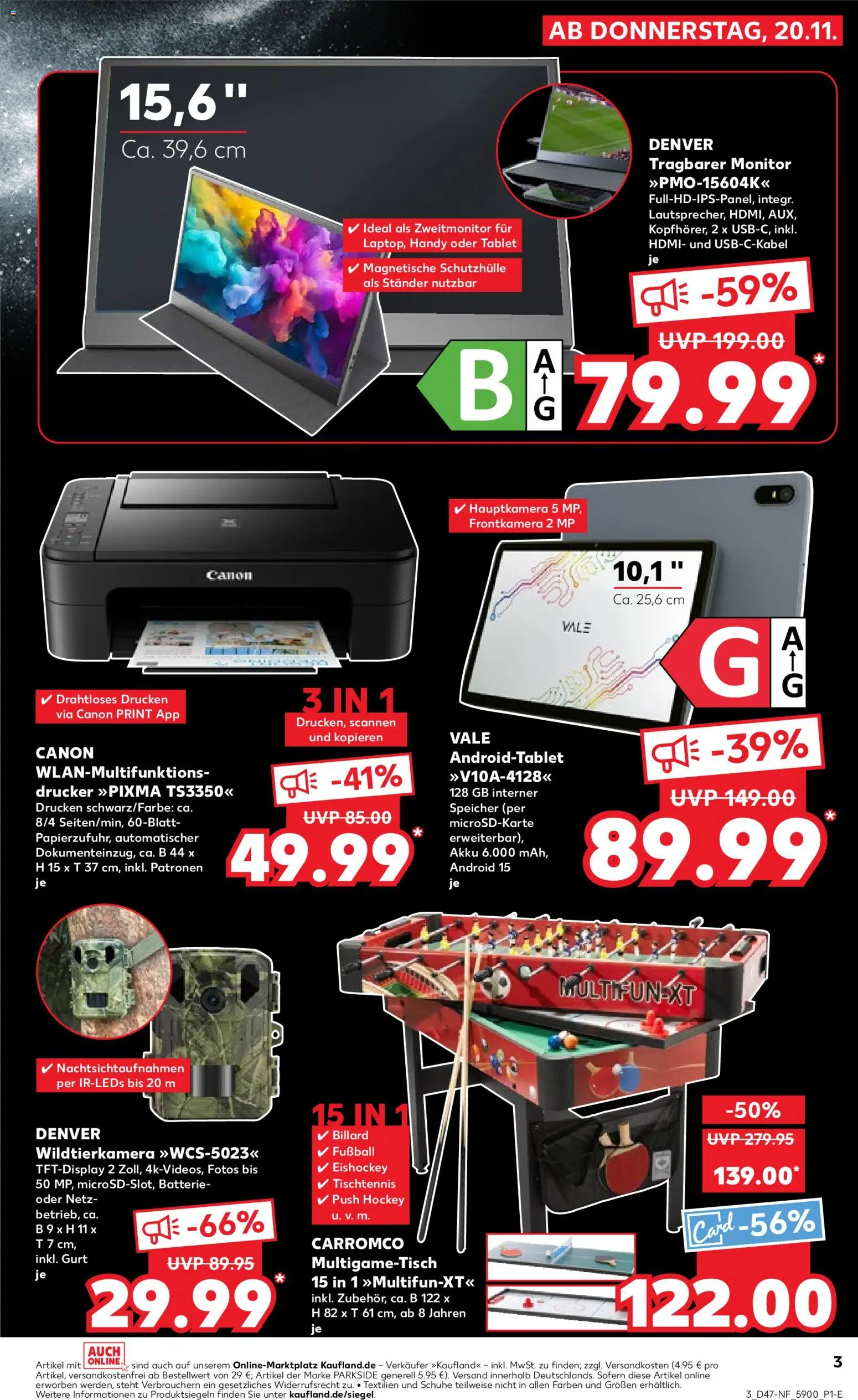 Kaufland prospekt Bremen	 – gültig ab 20.11.2025 | Seite: 3 | Produkte: Fußball, Android tablet, Monitor, Drucker
