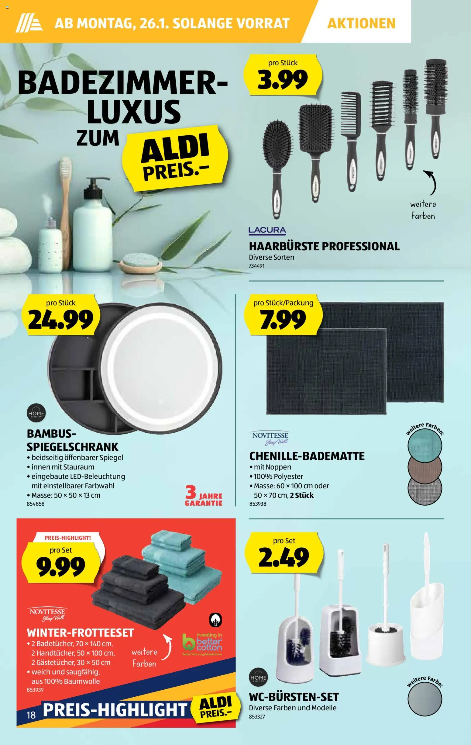 Aldi Aktionen – gültig ab 22.01.2026 | Seite: 19 | Produkte: Spiegelschrank, Spiegel
