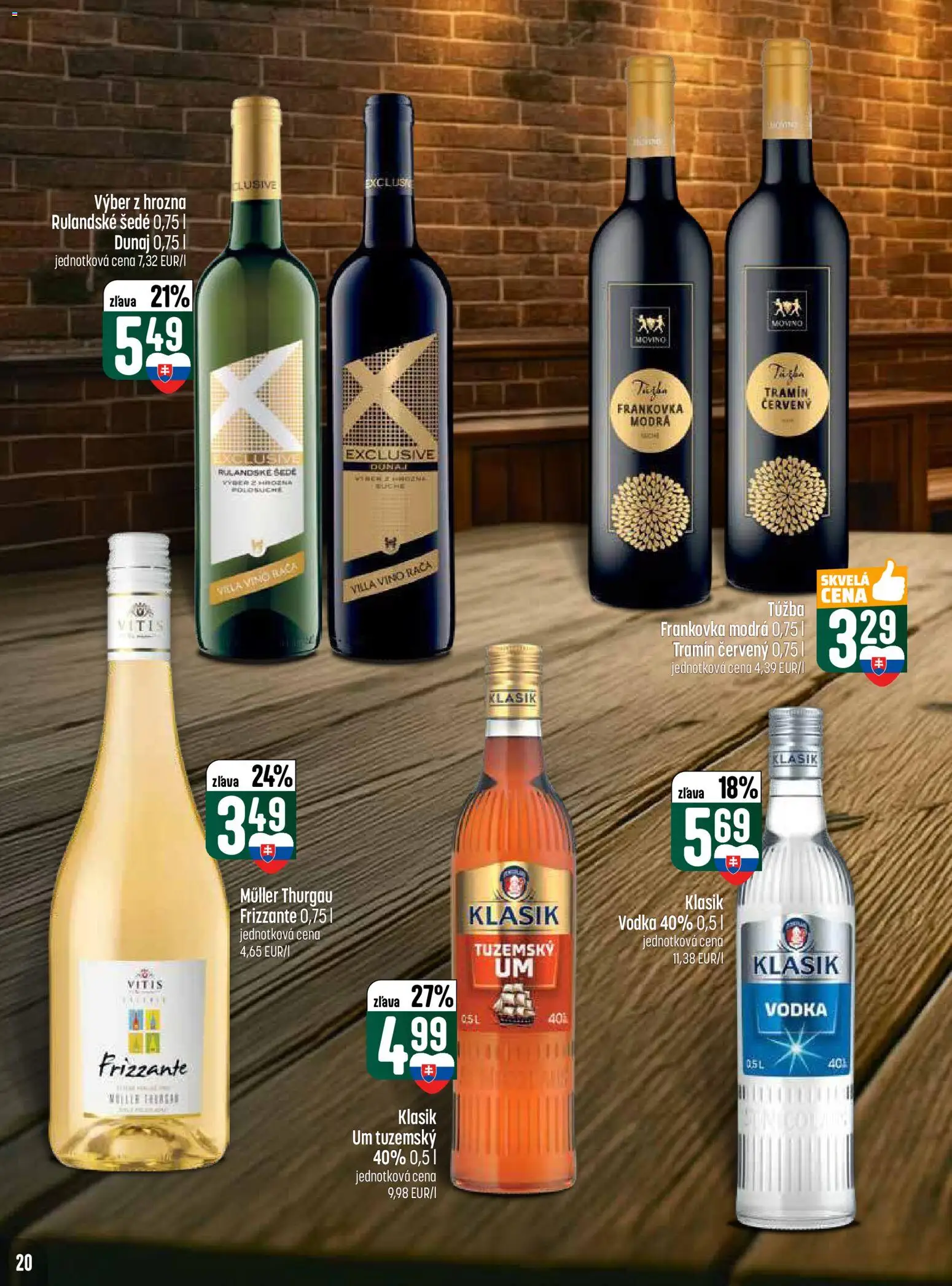 Nové COOP Jednota akcie – leták je platný od 19.03.2026 | Strana: 20 | Produkty: Víno, Vodka