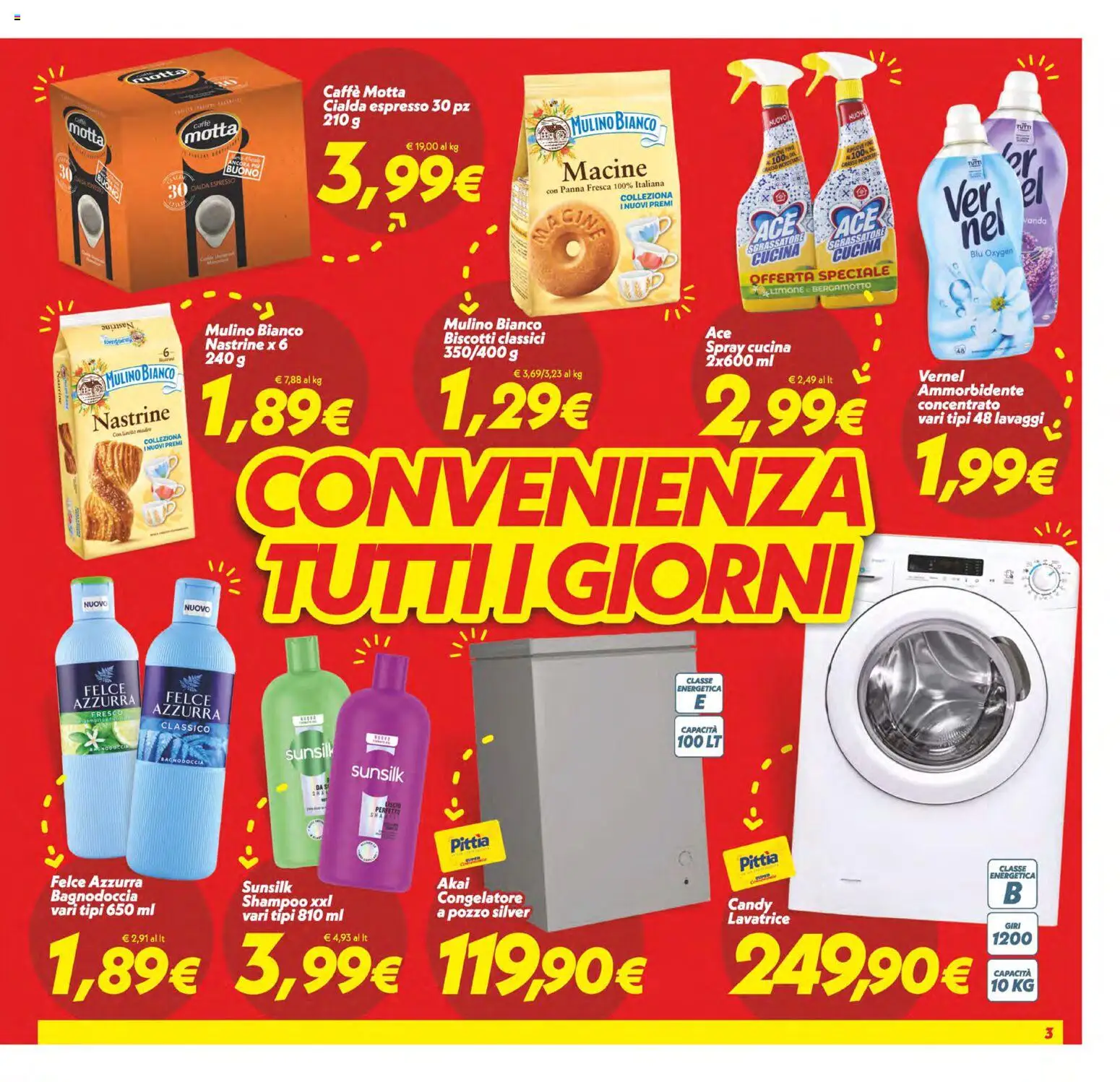 Volantino SuperConveniente del 28.04.2026 | Pagina: 3 | Prodotti: Caffè, Ammorbidente, Panna, Biscotti