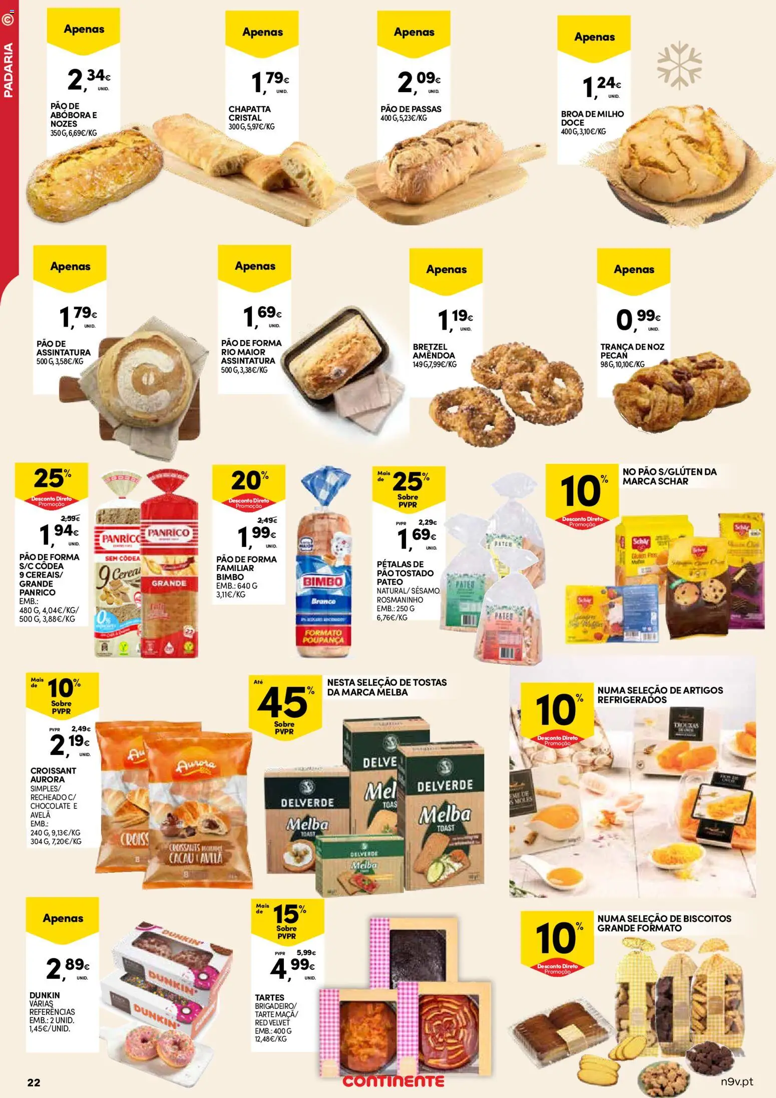 Continente - Açores: Natal │ válido de 11.12.2025 | Página: 22 | Produtos: Pão de forma, Pão, Biscoitos, Milho