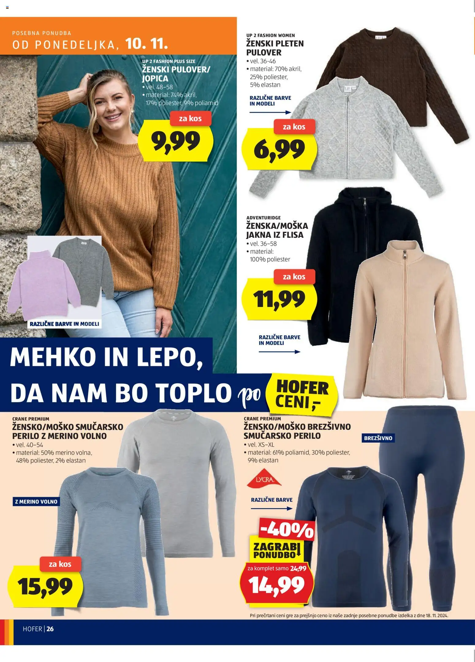 Novi Hofer katalog ponudbe – veljaven od 06.11.2025 | Stran: 26 | Izdelki: Kos, Jopica, Pulover, Jakna
