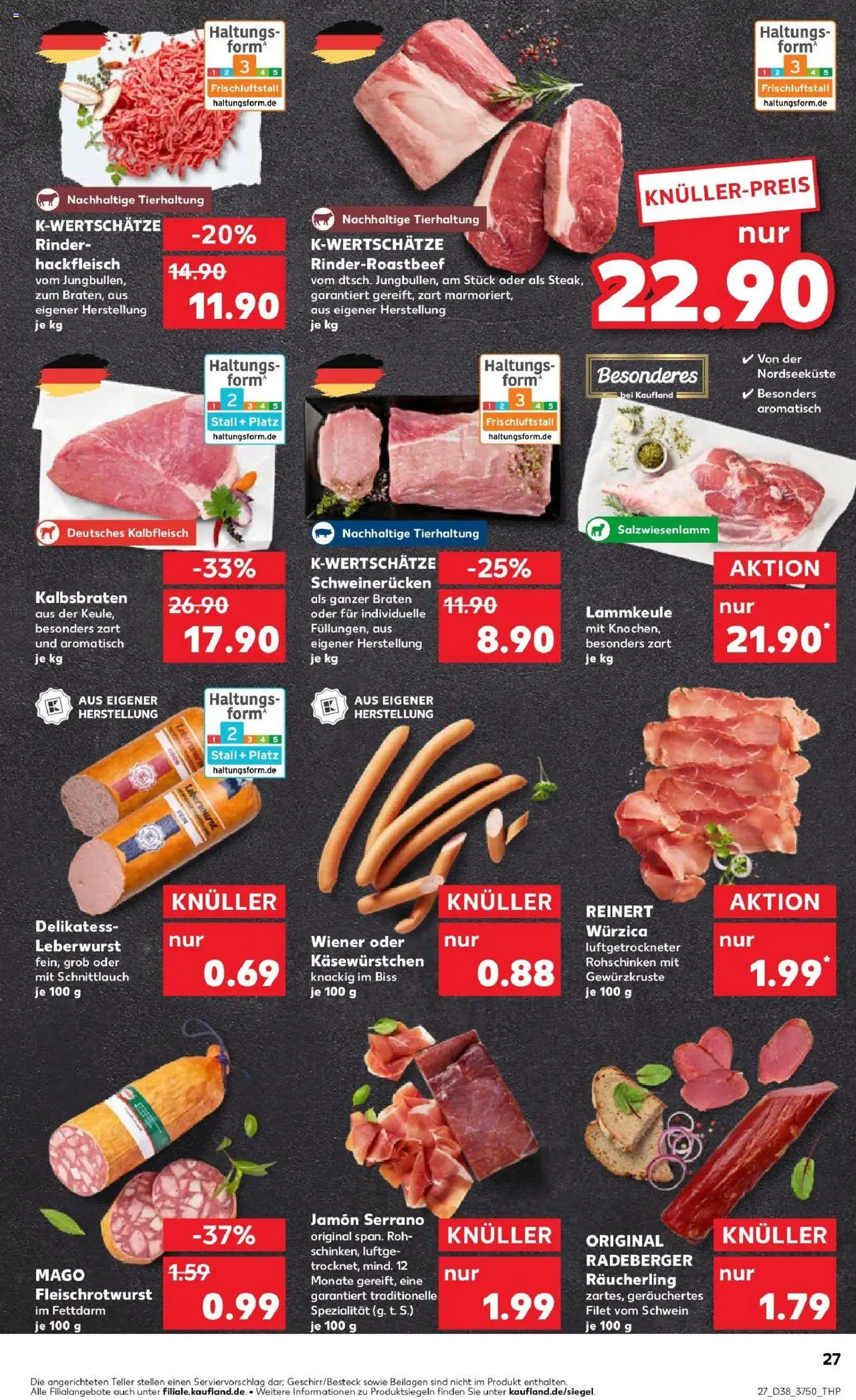 Kaufland prospekt Oranienburg	 – gültig ab 21.09.2025 | Seite: 27 | Produkte: Lammkeule, Schweinerucken, Steak, Hackfleisch