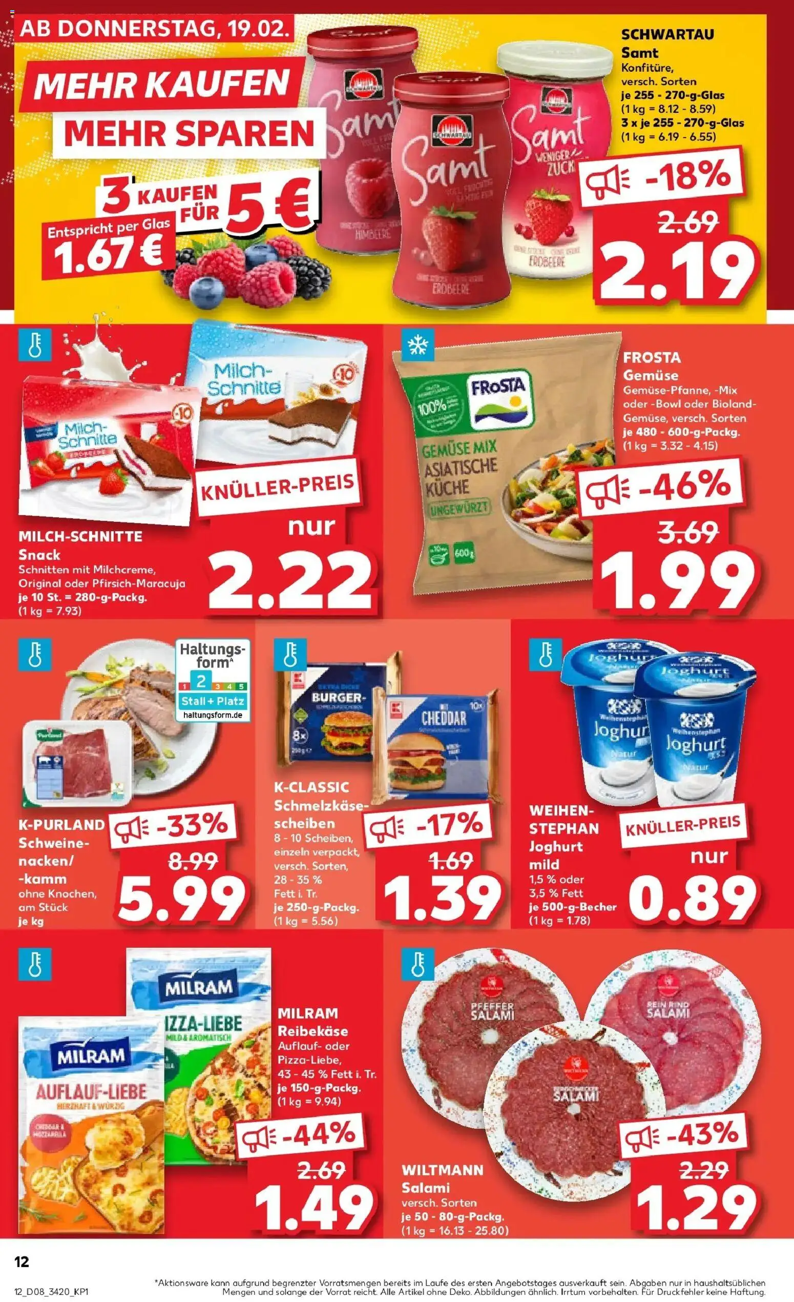 Kaufland prospekt Blankenfelde-Mahlow	 – gültig ab 22.02.2026 | Seite: 12 | Produkte: Joghurt, Schwartau samt, Frosta, Milram