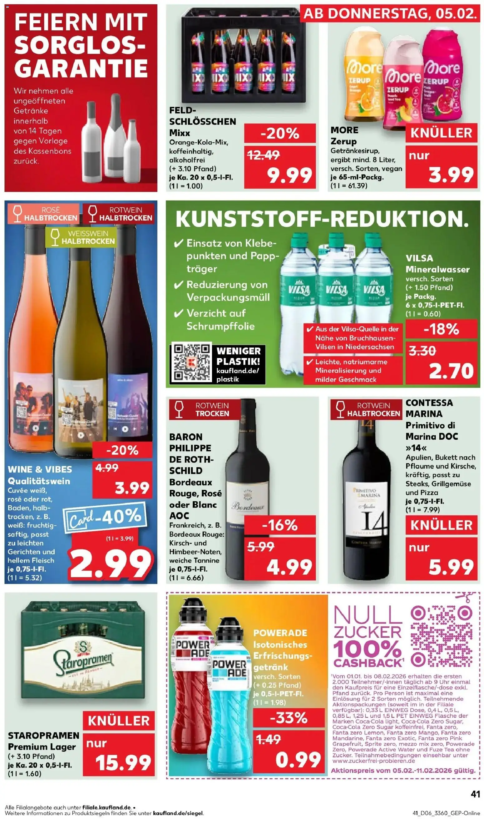 Kaufland prospekt Hildburghausen	 – gültig ab 05.02.2026 | Seite: 41 | Produkte: Weißwein halbtrocken, Mineralwasser, Zucker, Pizza