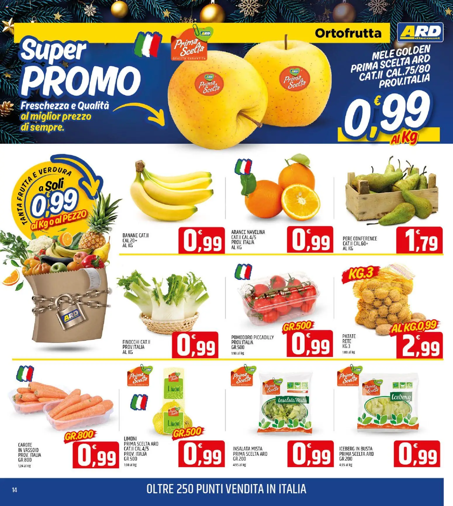 Volantino ARD Discount del 12.12.2025 | Pagina: 14 | Prodotti: Arance, Banane, Patate, Limone
