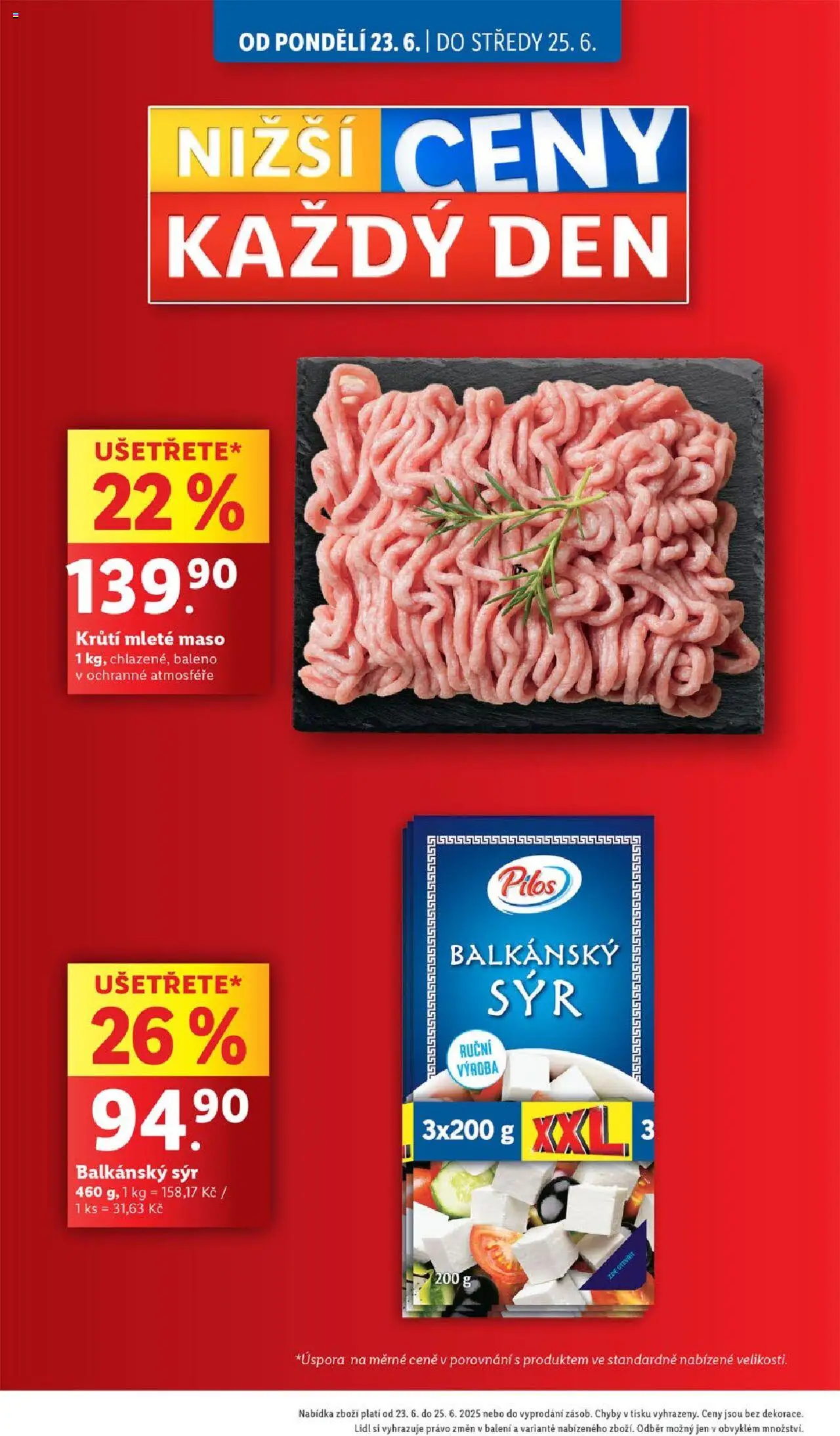 Lidl leták od 23.06.2025 | Strana: 4 | Produkty: Sýr, Balkánský sýr, Mleté maso, Maso
