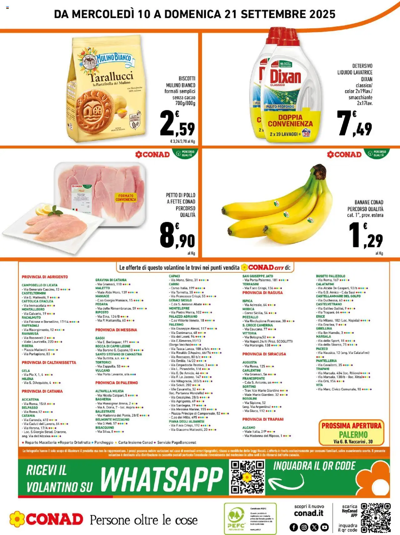 Volantino Conad del 10.09.2025 | Pagina: 16 | Prodotti: Petto di Pollo, Pollo, Lavatrice, Cacao