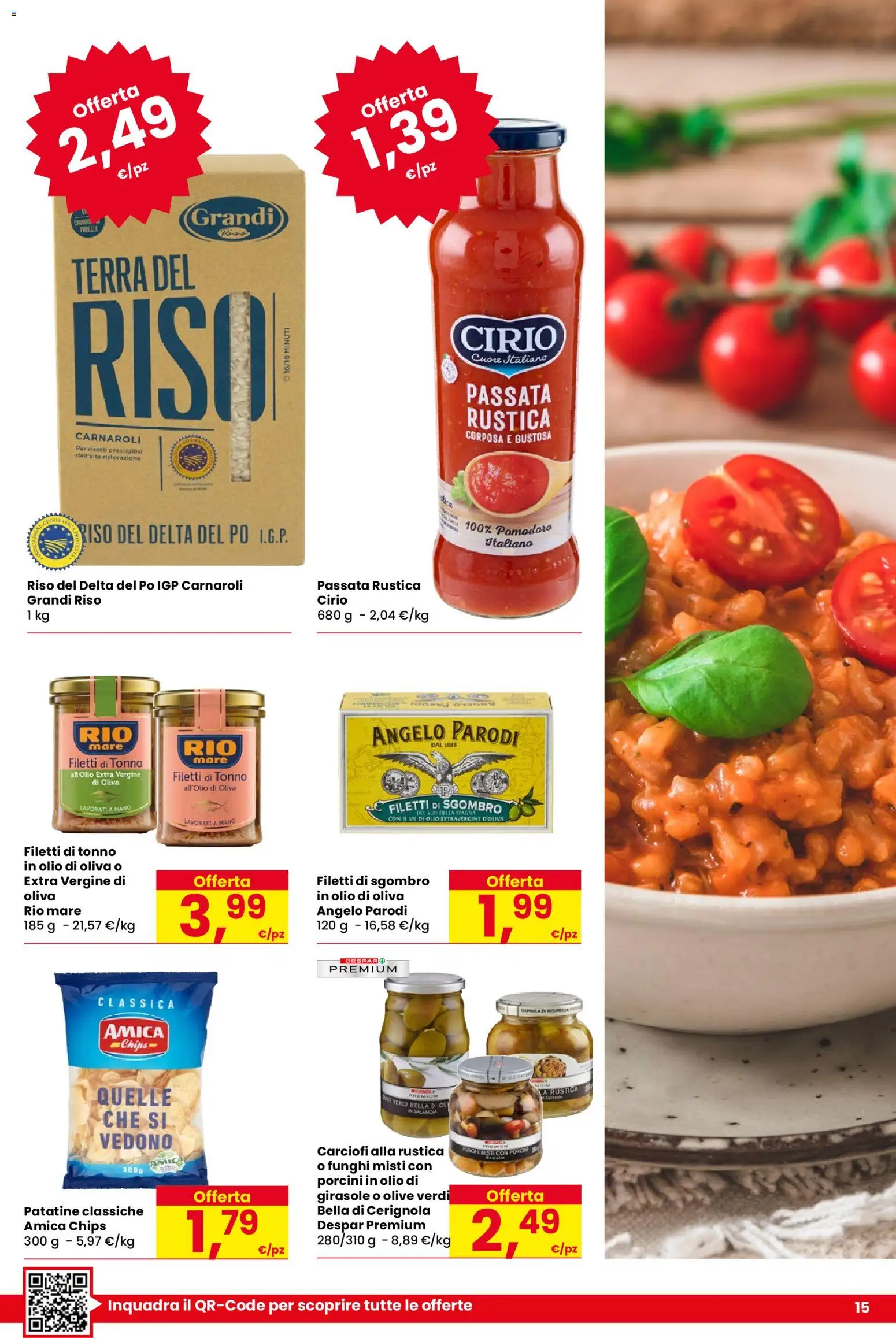 Volantino Despar del 19.02.2026 | Pagina: 15 | Prodotti: Patatine, Funghi, Carciofi, Olio di Oliva