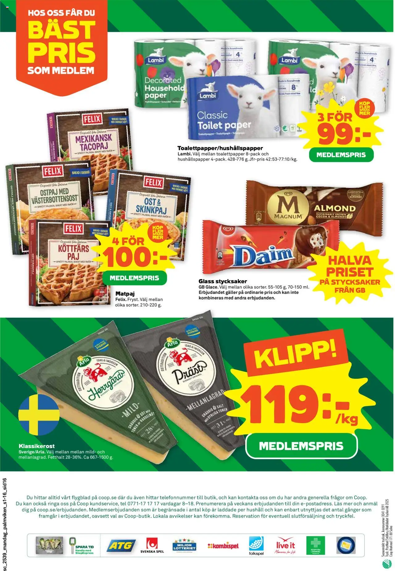 Stora Coop reklamblad aktuell från 22.09.2025 | Sida: 16 | Produkter: Salt, Galler, Ost, Glass