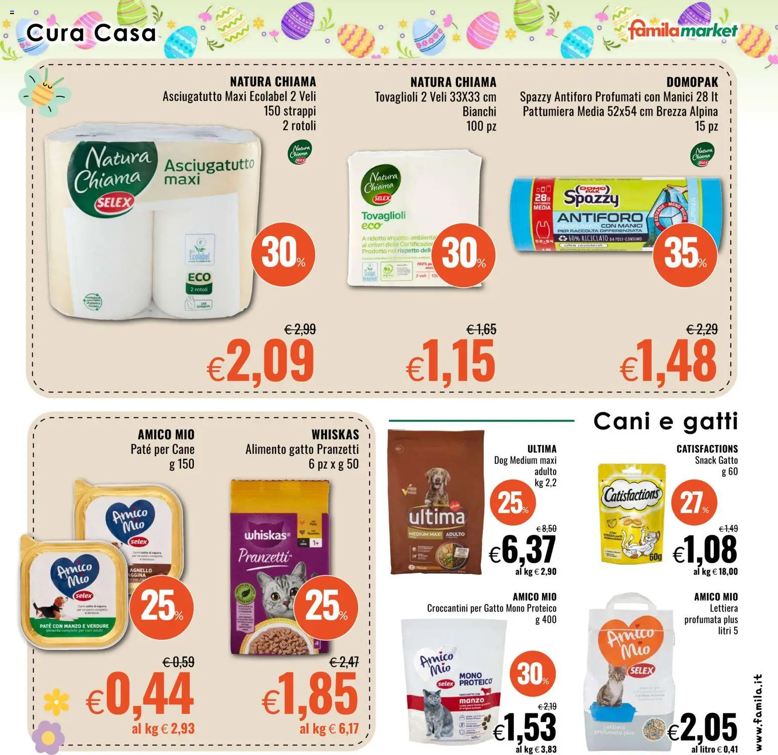 Volantino Famila del 26.03.2026 | Pagina: 23 | Prodotti: Paté, Verdure, Asciugatutto, Agnello