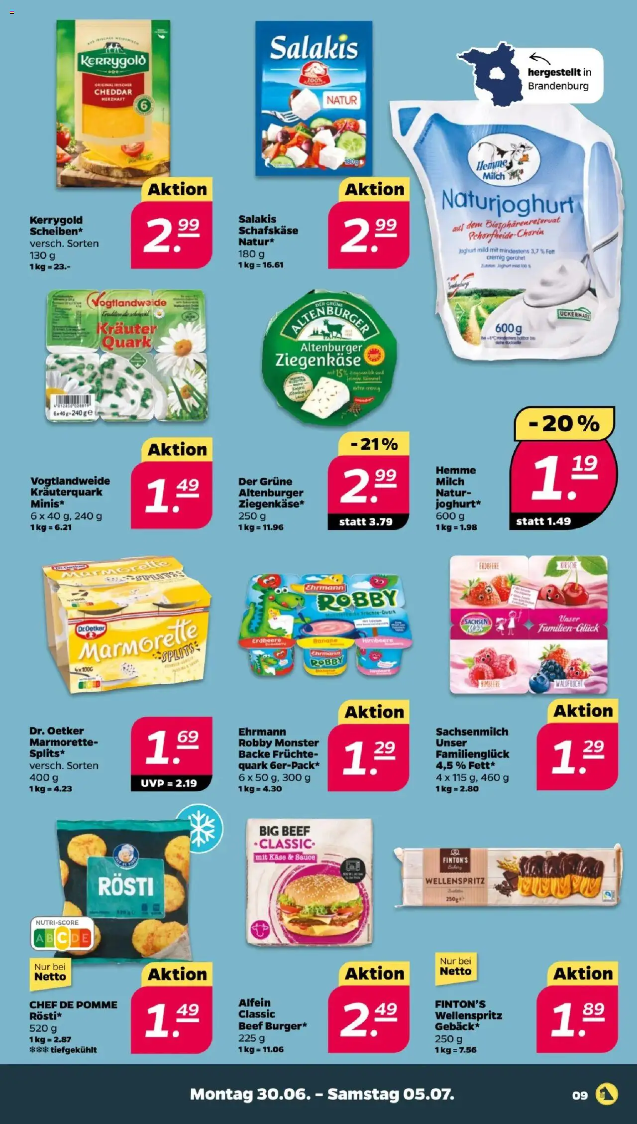 Netto Prospekt 	 - gültig ab dem 30.06.2025 | Seite: 9 | Produkte: Joghurt, Ziegenkäse, Pudding, Salakis