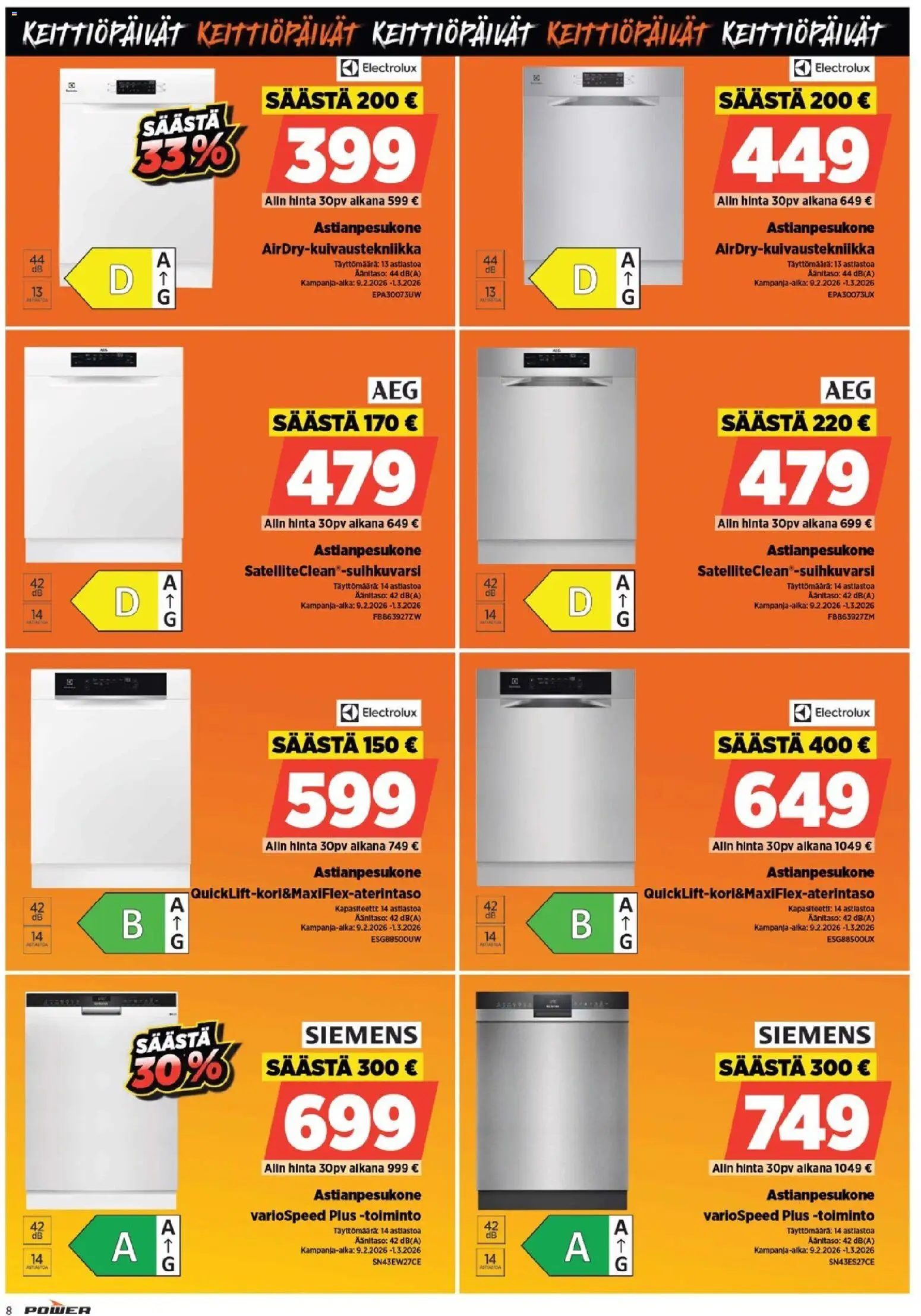 Power - POWER HINTAAN Viikon mainoslehti – voimassa 21.03.2026 alkaen | Sivu: 8 | Tuotteet: Astianpesukone