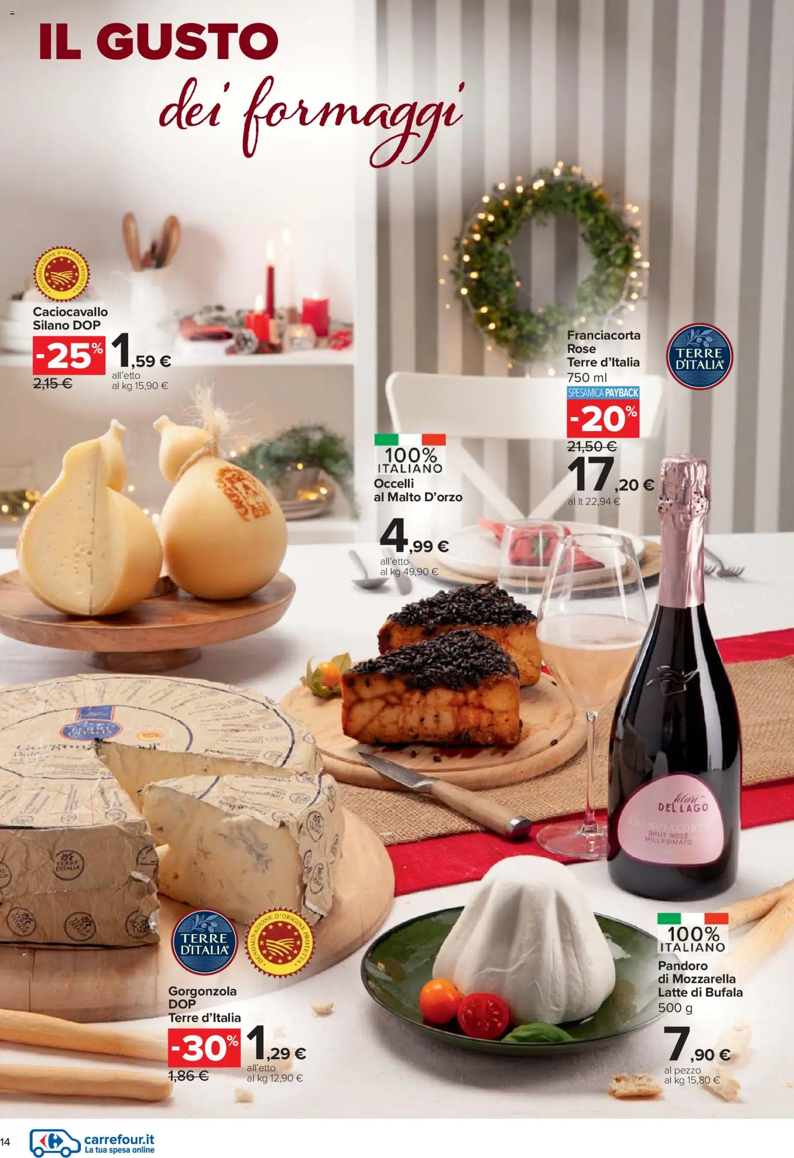 Volantino Carrefour del 27.11.2025 | Pagina: 14 | Prodotti: Mozzarella, Latte, Pandoro, Gorgonzola