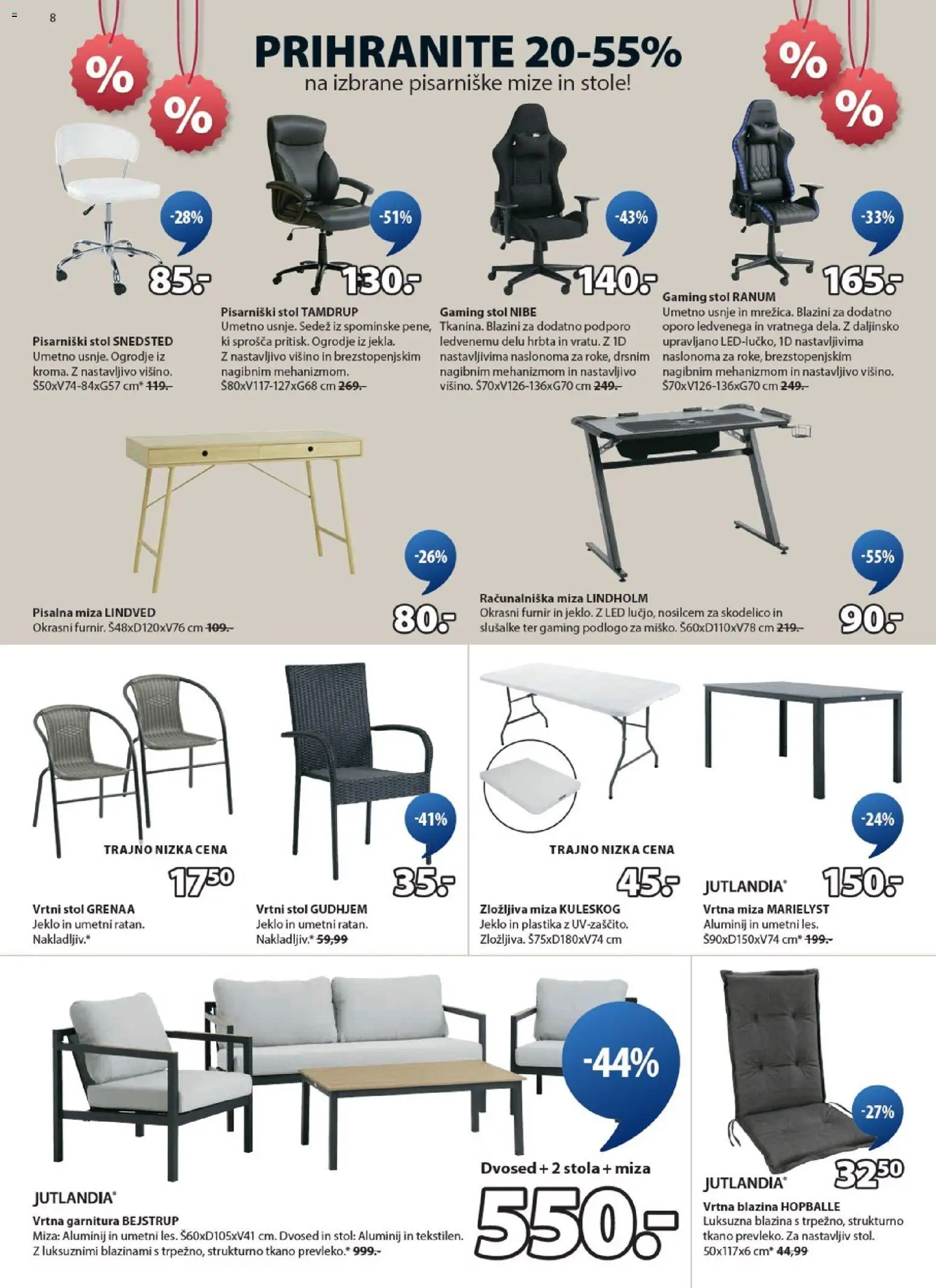 Novi JYSK katalog ponudbe – veljaven od 21.01.2026 | Stran: 8 | Izdelki: Vrtni stol, Dvosed, Furnir, Stol