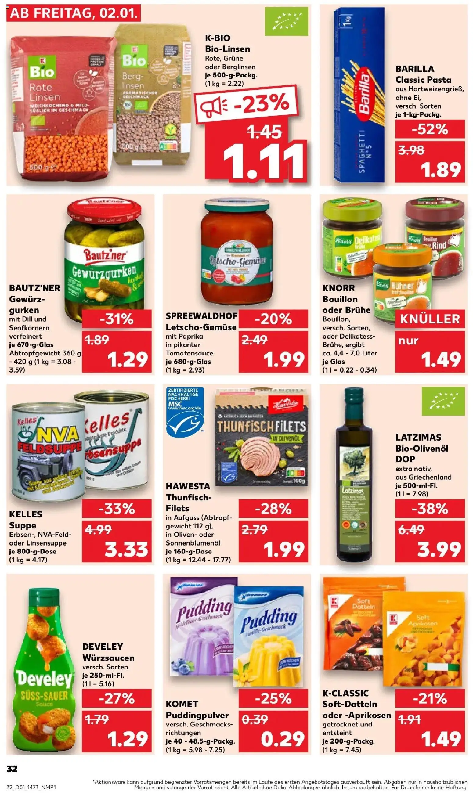 Kaufland prospekt Weißwasser	 – gültig ab 02.01.2026 | Seite: 32 | Produkte: Gewicht, Barilla, Thunfisch, Dill