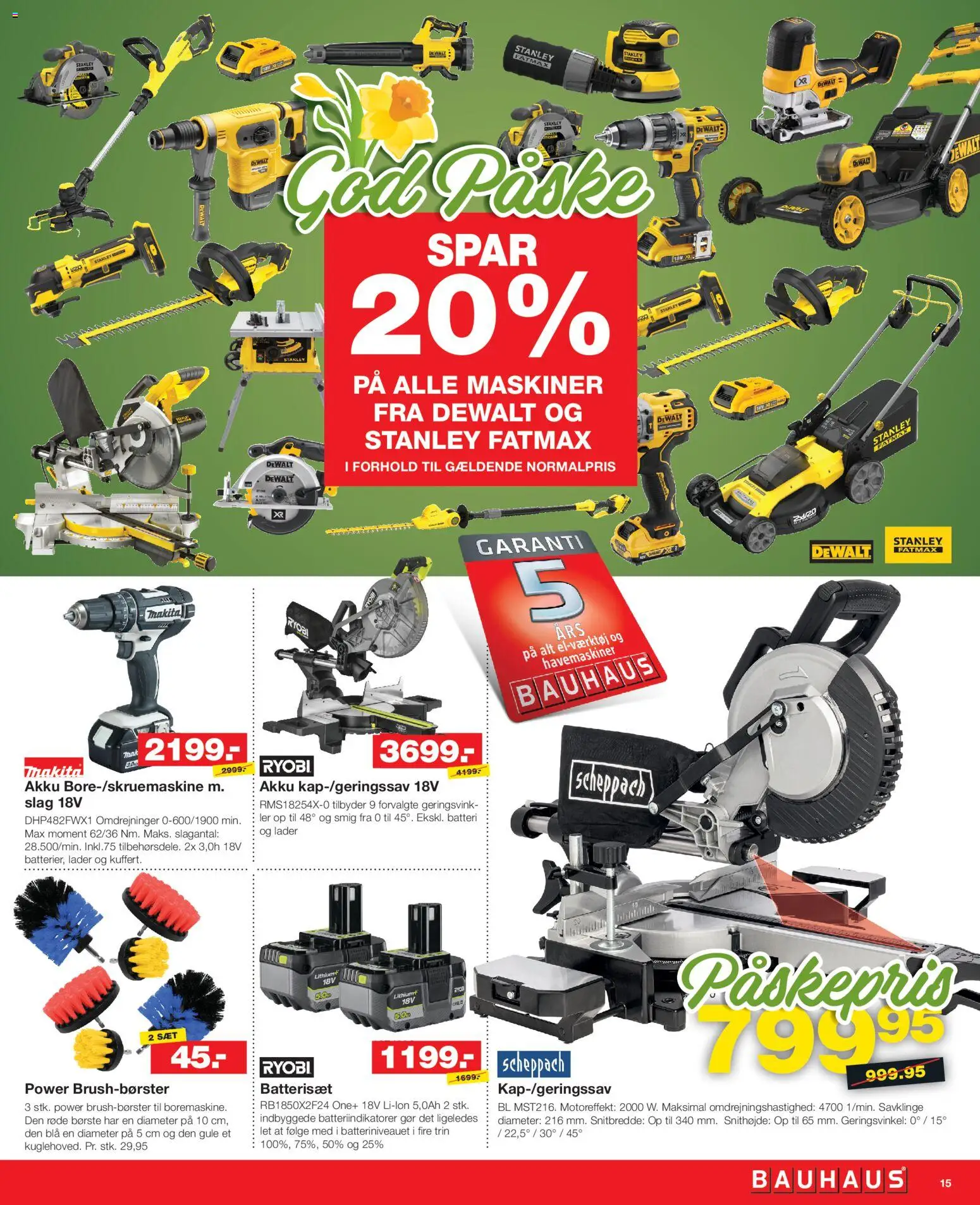 Bauhaus tilbudsavis – gyldig fra 02.04.2026 | Side: 15 | Produkter: Børste, Batteri