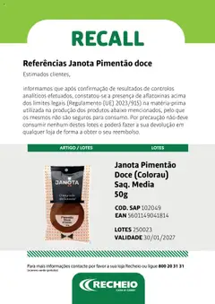 Pré-visualização Recheio - Atenção Recall válido de 24.04.2025 | Página: 4 | Produtos: Pimentão, Colorau