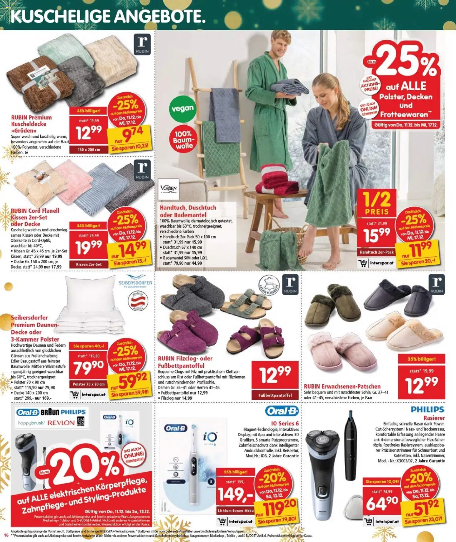 Interspar Flugblatt - Burgenland gültig ab 11.12.2025 | Seite: 17 | Produkte: Bademantel, Rasierer, Kissen, Decke