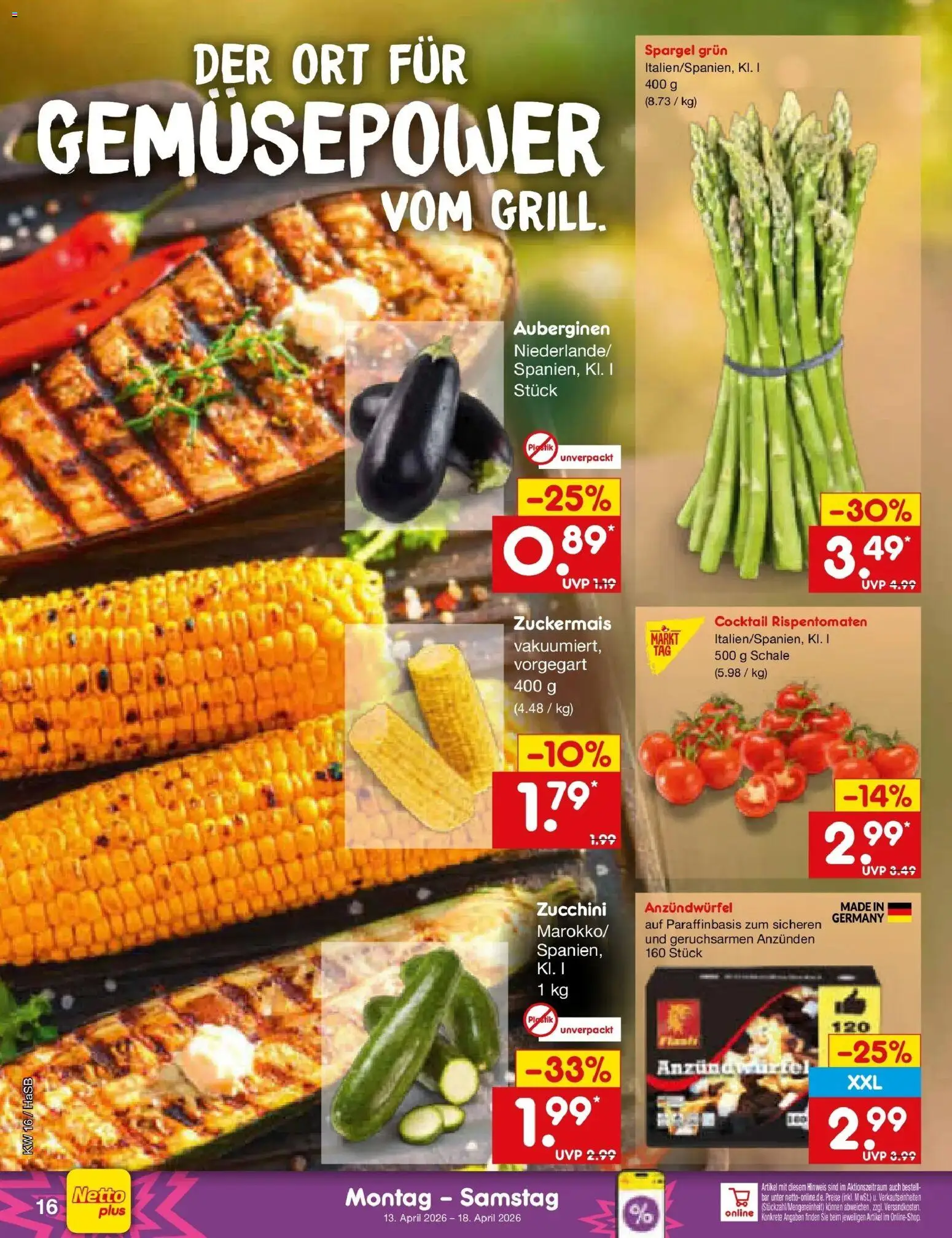 Netto Marken-Discount Prospekt Wuppertal	 – gültig ab 13.04.2026 | Seite: 18 | Produkte: Spargel, Zucchini
