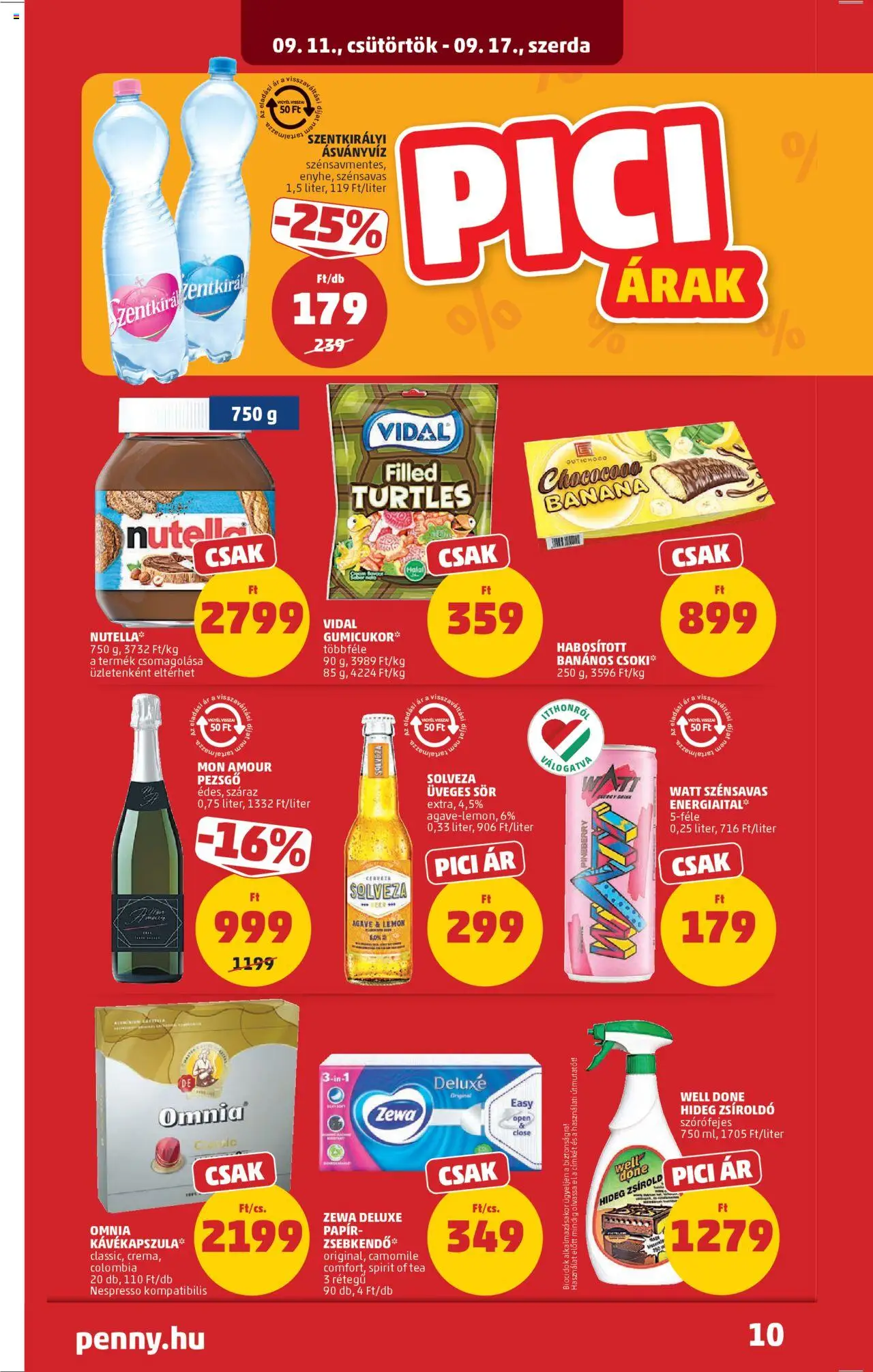 PENNY akciós ujság - amely érvényes a következő dátumtól: 11.09.2025 | Oldal: 12 | Termékek: Energiaital, Nutella, Ásványvíz, Só