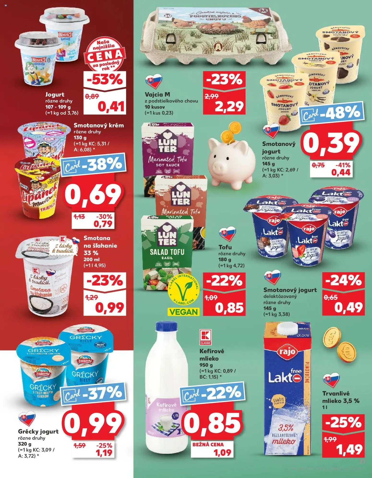 Nové Kaufland akcie – leták je platný od 23.04.2026 | Strana: 21 | Produkty: Mlieko, Vajcia, Smotana, Tofu